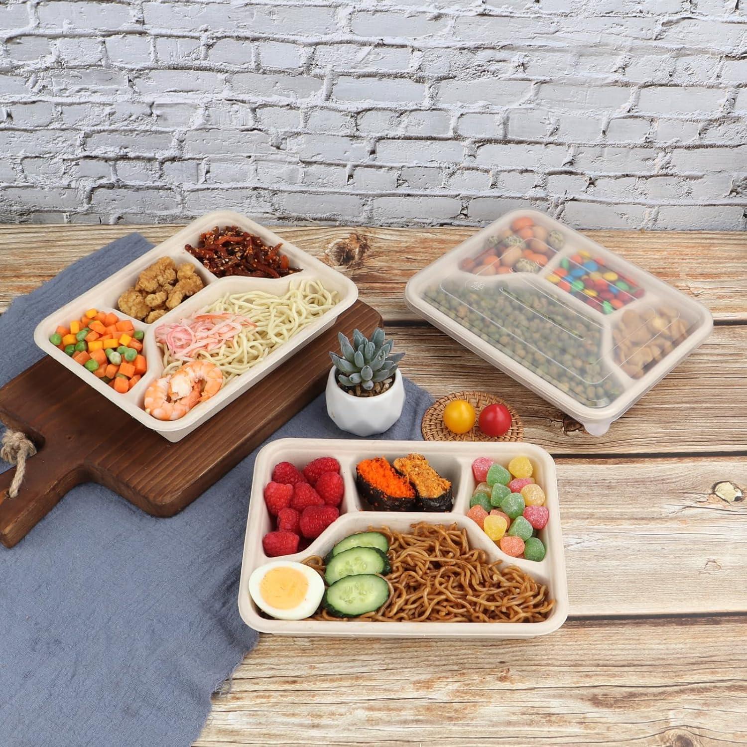 Platos desechables de fibra de caña de azúcar 24 oz 50 unidades