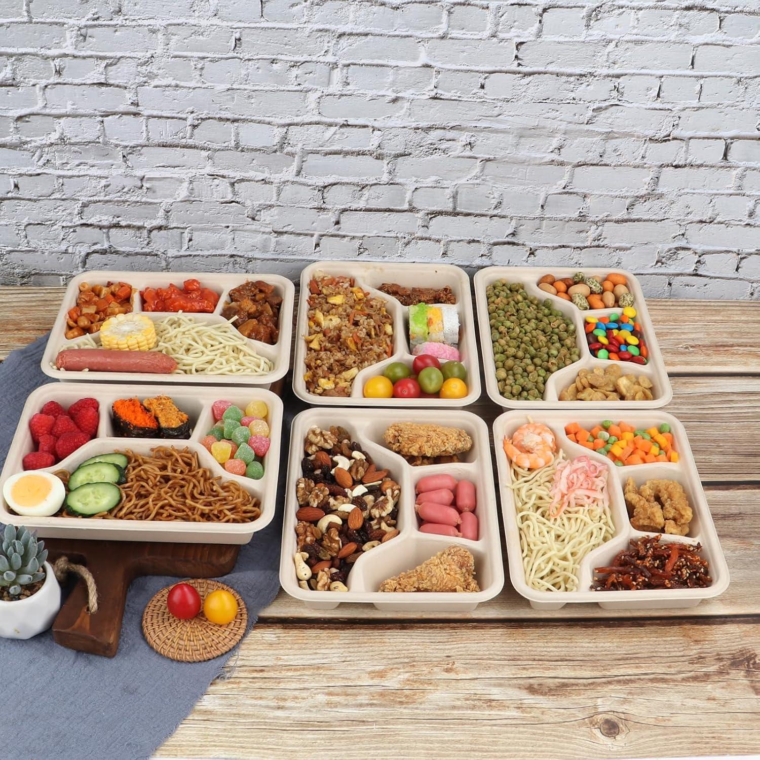 Platos desechables de fibra de caña de azúcar 24 oz 50 unidades