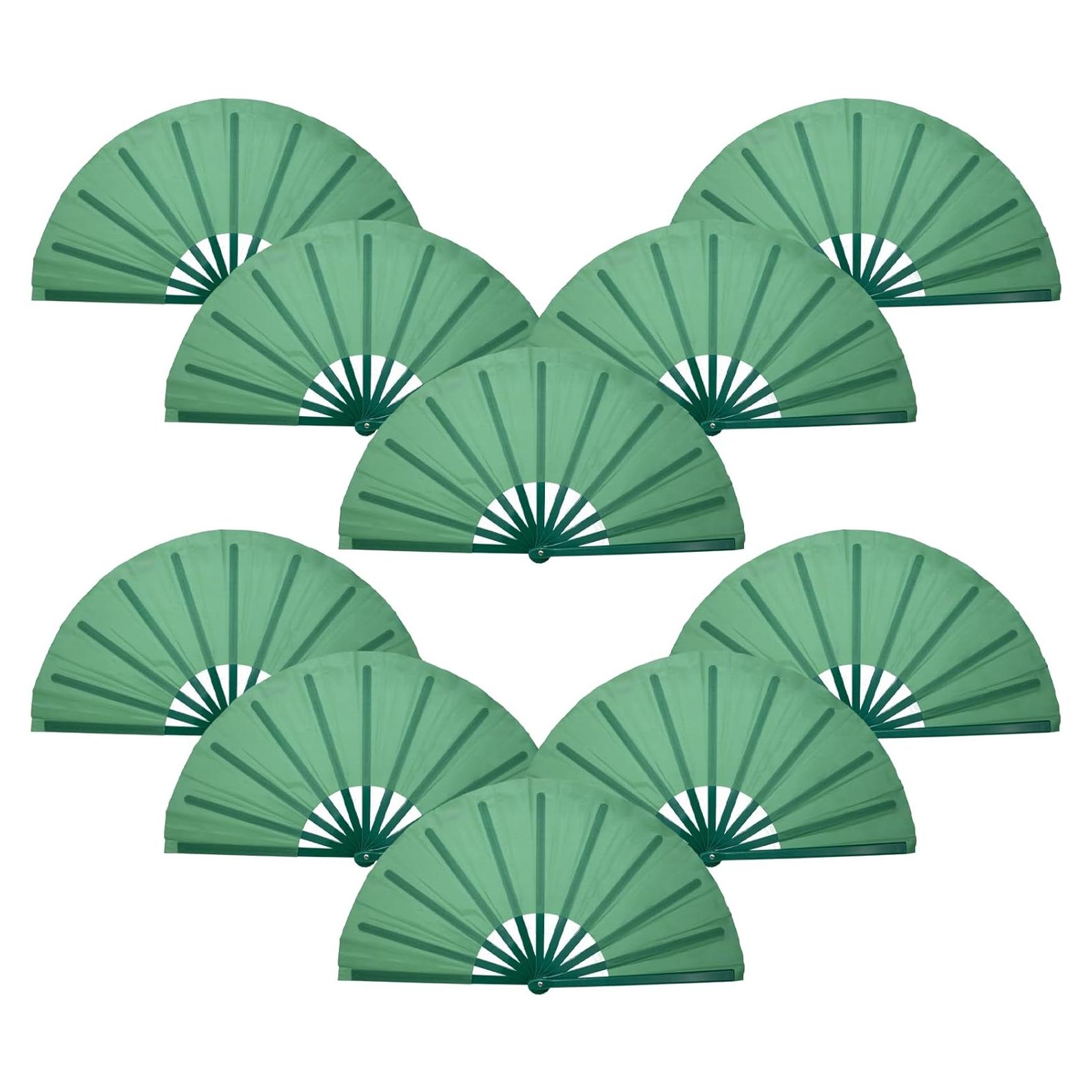 Abanicos Plegables QIRMIZI 10PCS Verde para Danza y Rave