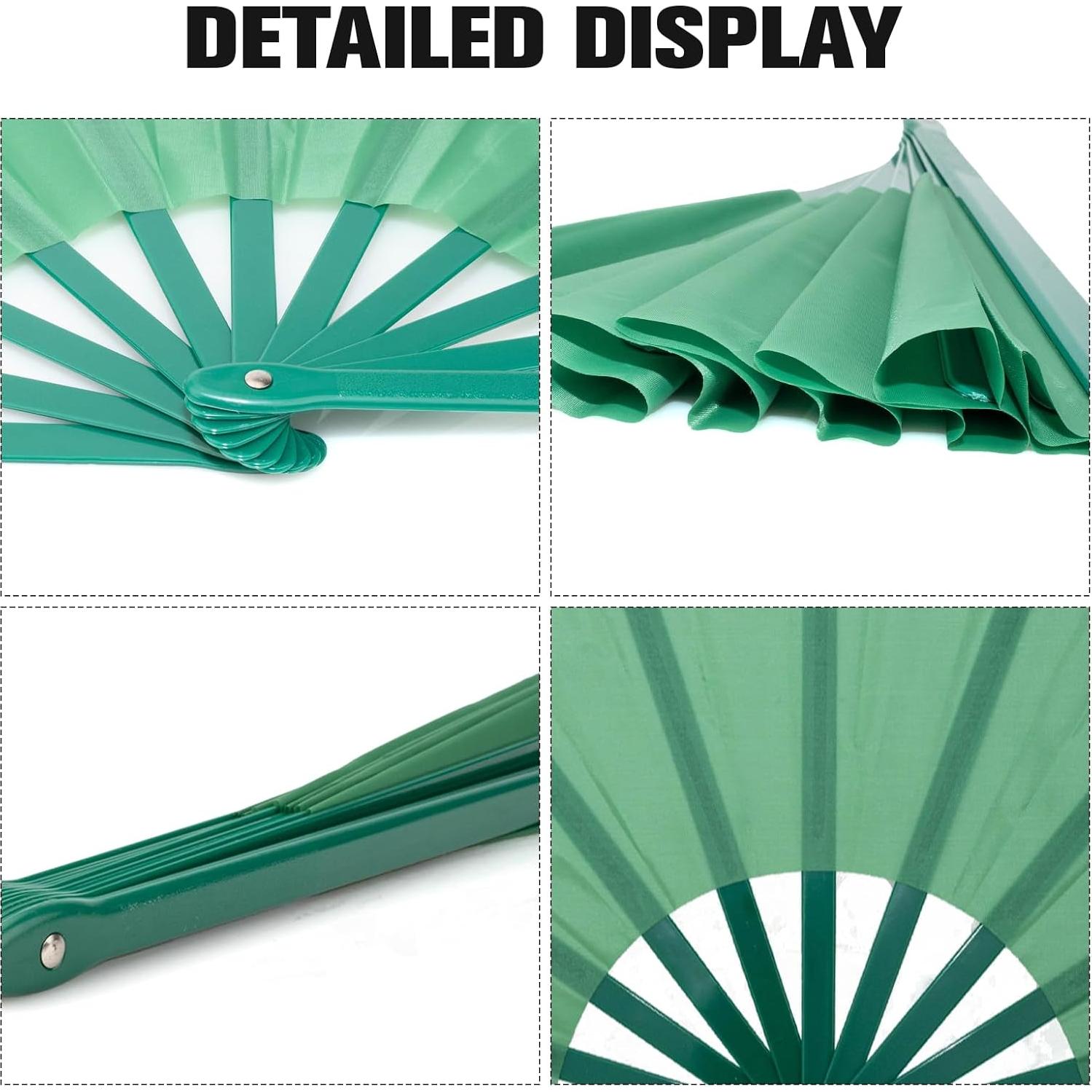 Abanicos Plegables QIRMIZI 10PCS Verde para Danza y Rave