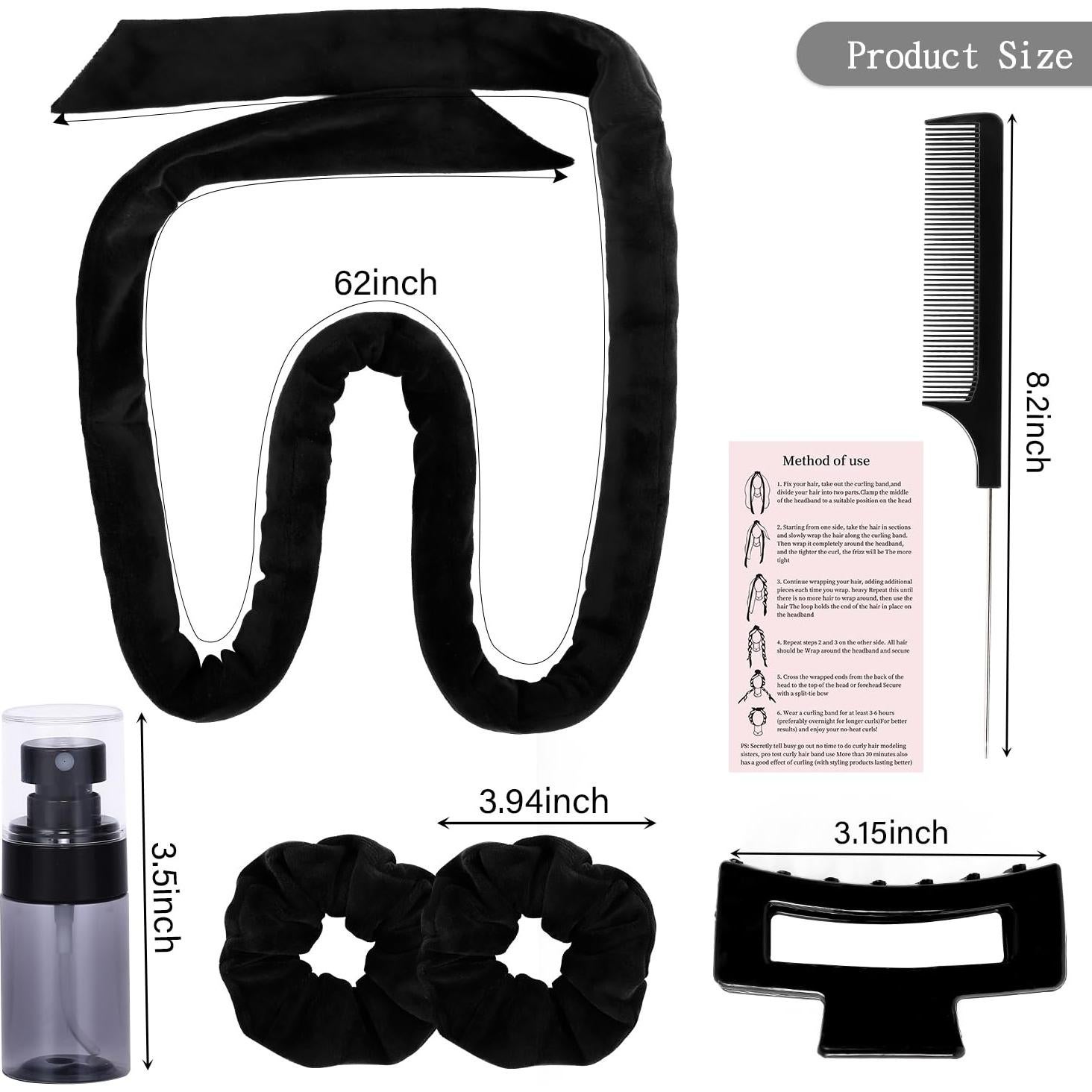 Rizadores de Cabello Sin Calor Ailsa - Set de 6 Piezas Negro