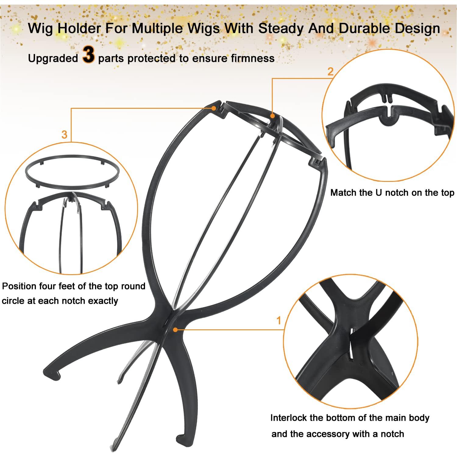 Soporte para Pelucas Portátil MISSUHUI - 2 Piezas Negras