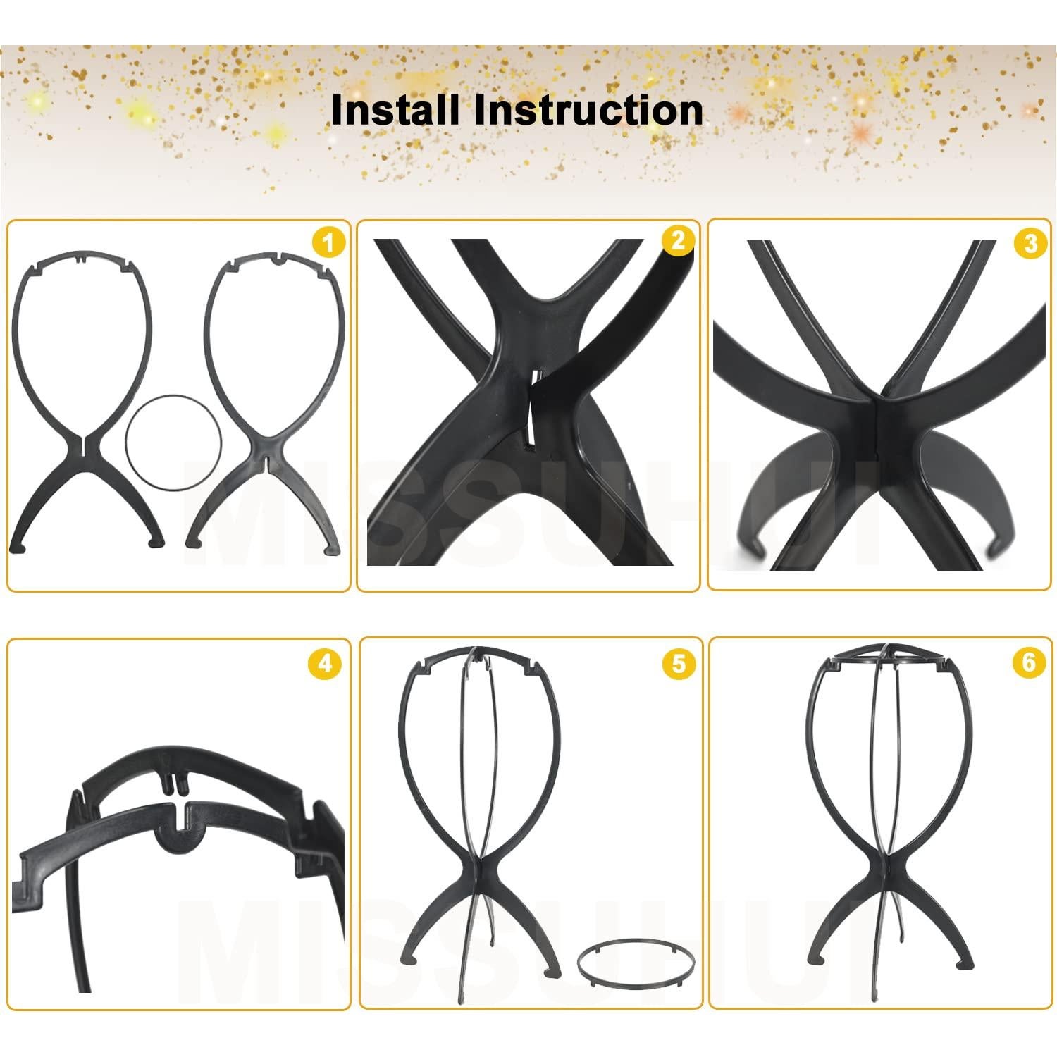 Soporte para Pelucas Portátil MISSUHUI - 2 Piezas Negras