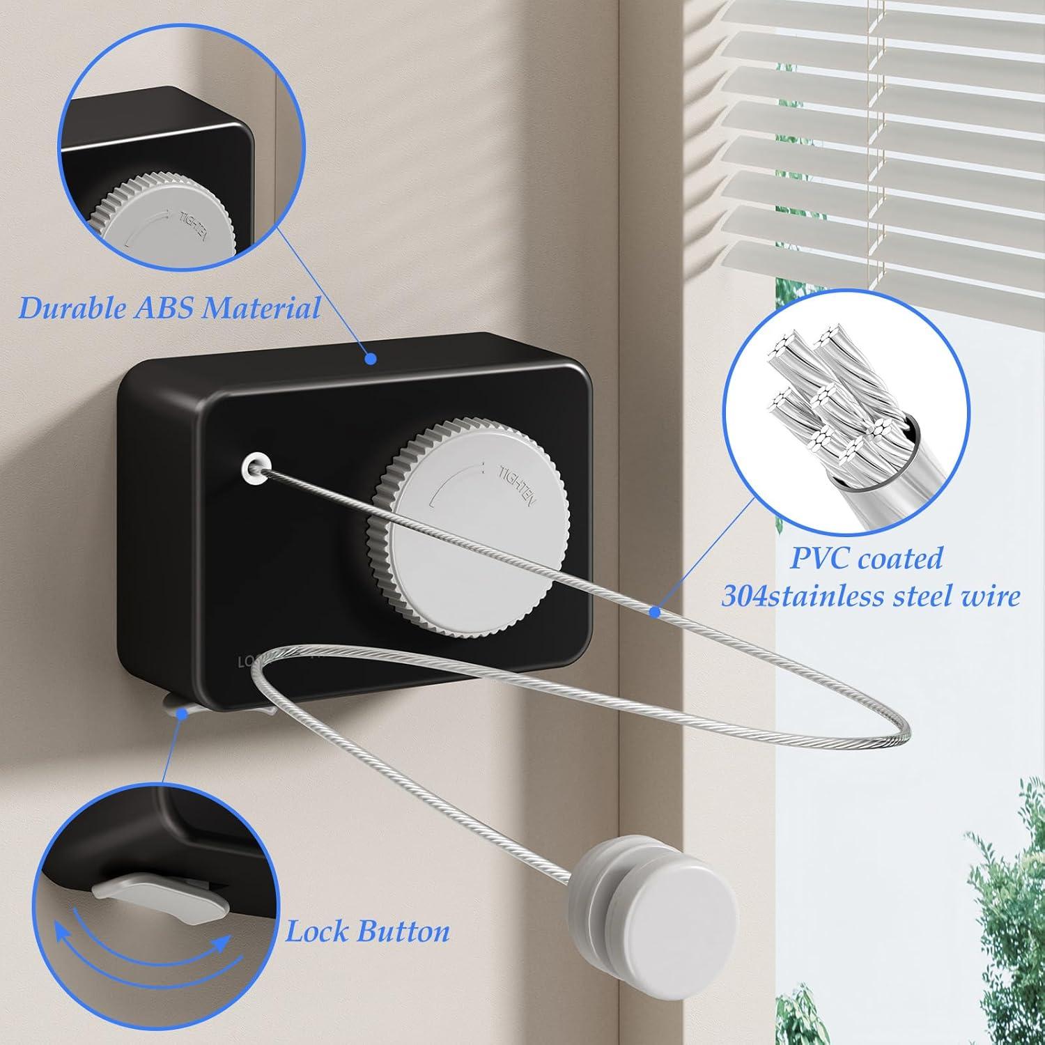 Cuerda Retráctil para Ropa Danpoo 4.2m Acero Inoxidable Antisag