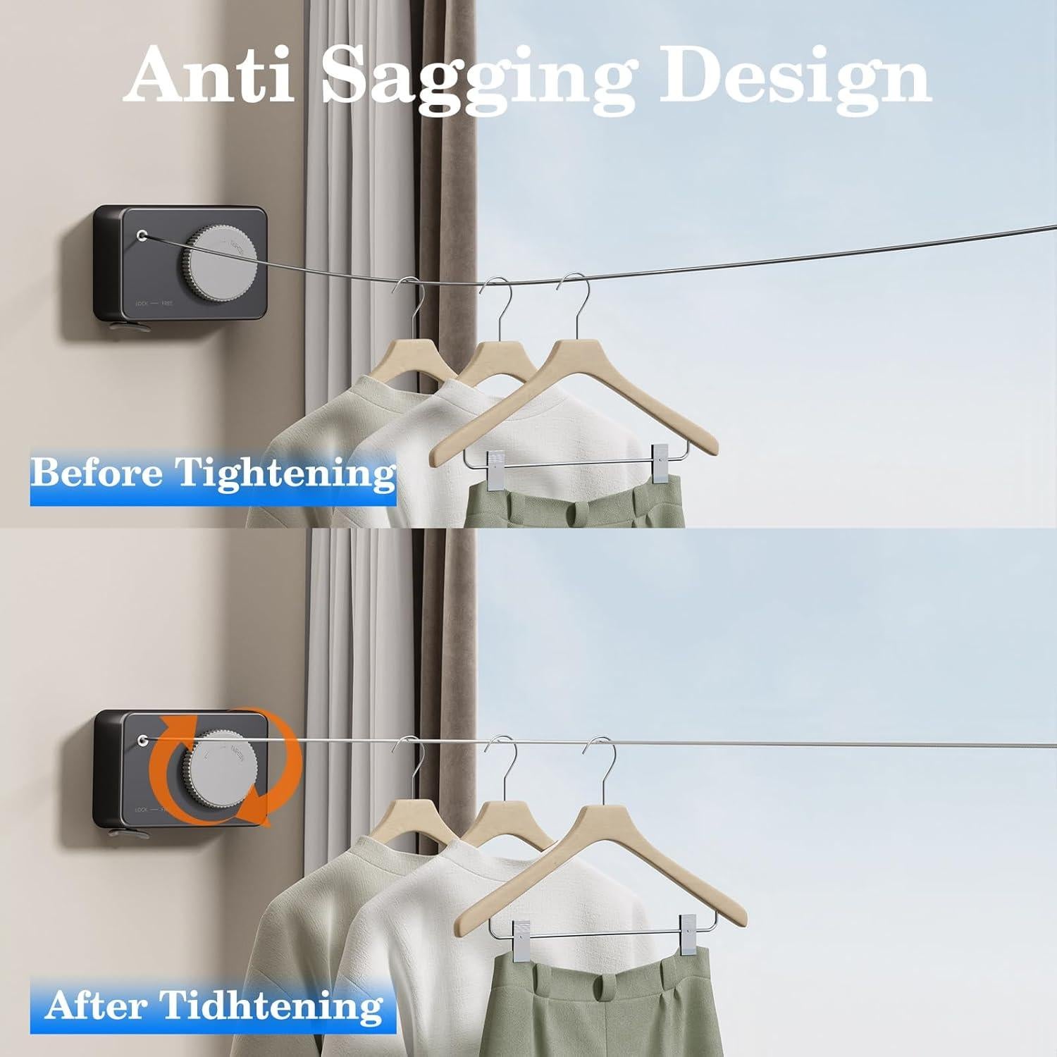 Cuerda Retráctil para Ropa Danpoo 4.2m Acero Inoxidable Antisag