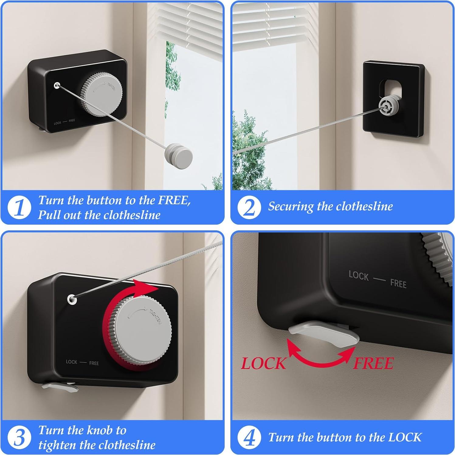 Cuerda Retráctil para Ropa Danpoo 4.2m Acero Inoxidable Antisag