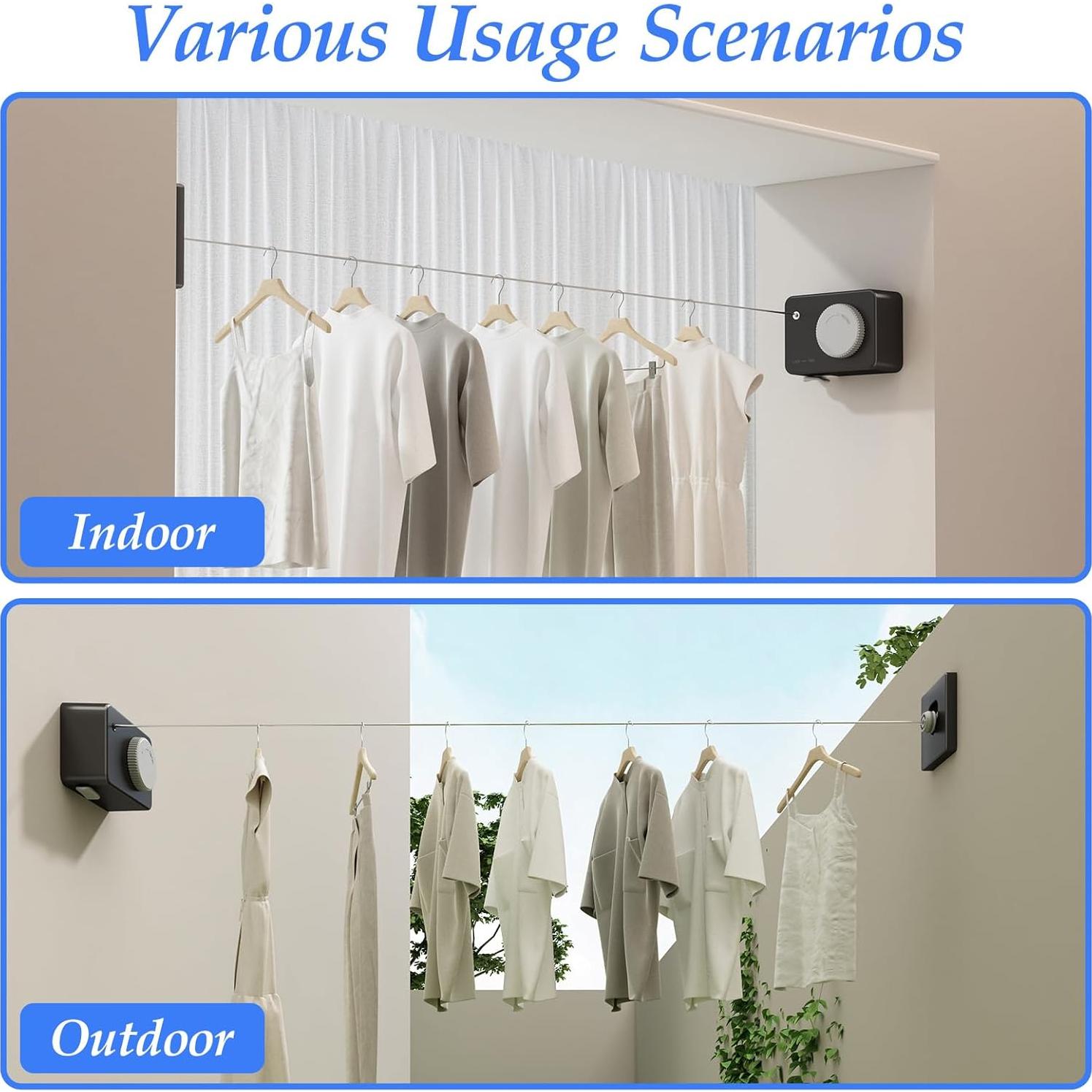 Cuerda Retráctil para Ropa Danpoo 4.2m Acero Inoxidable Antisag