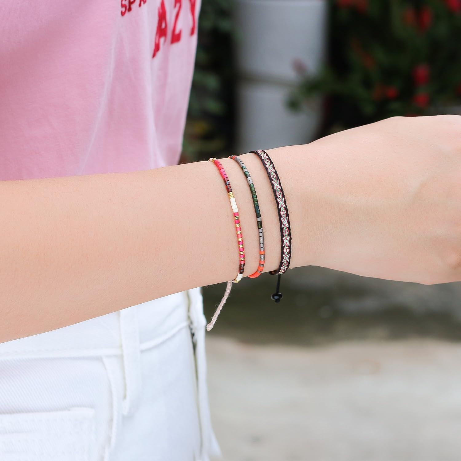 Pulsera de Amistad KELITCH de Cuentas de Semilla Boho 15-25 cm