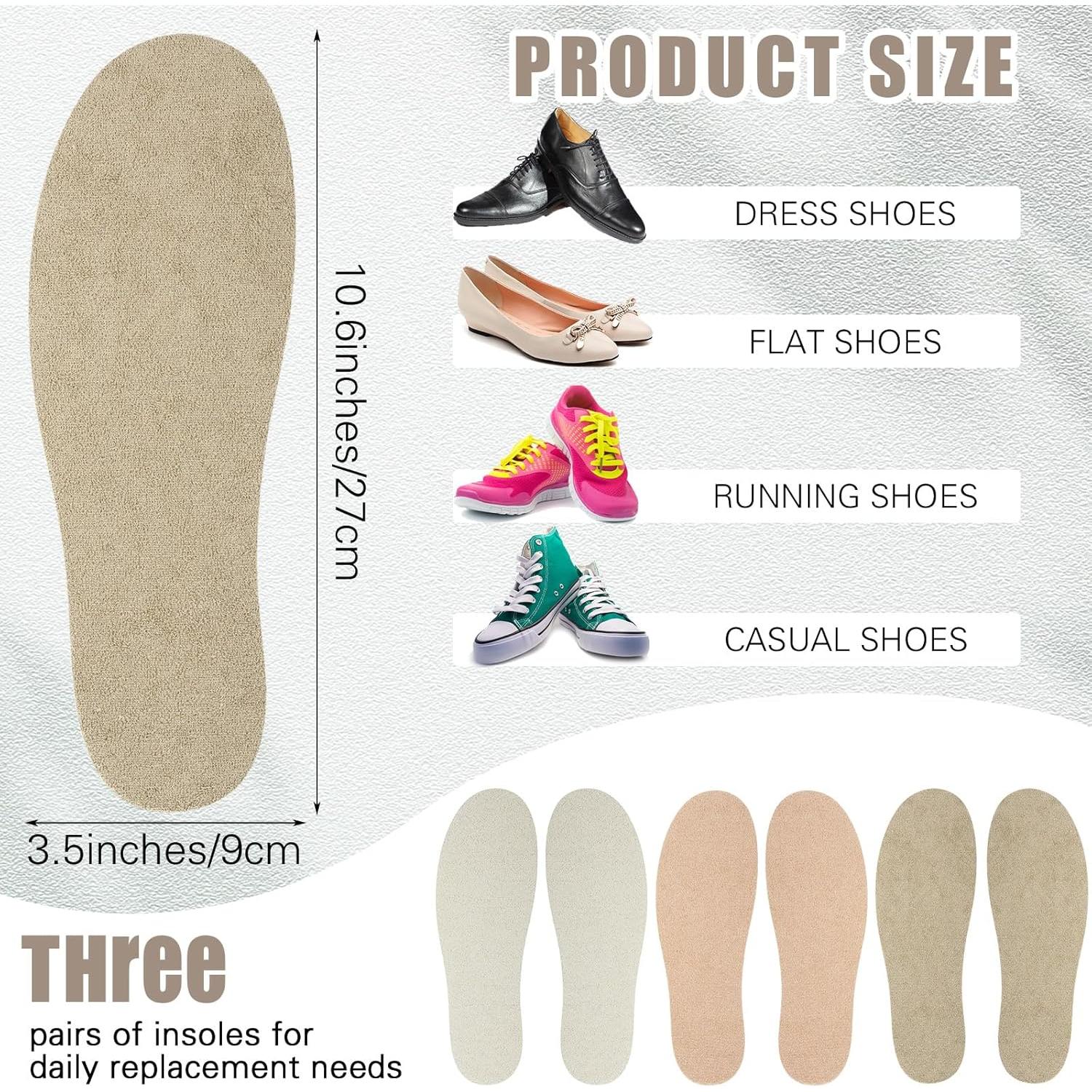 3 Pares de Plantillas Lavables Antideslizantes para Zapatos