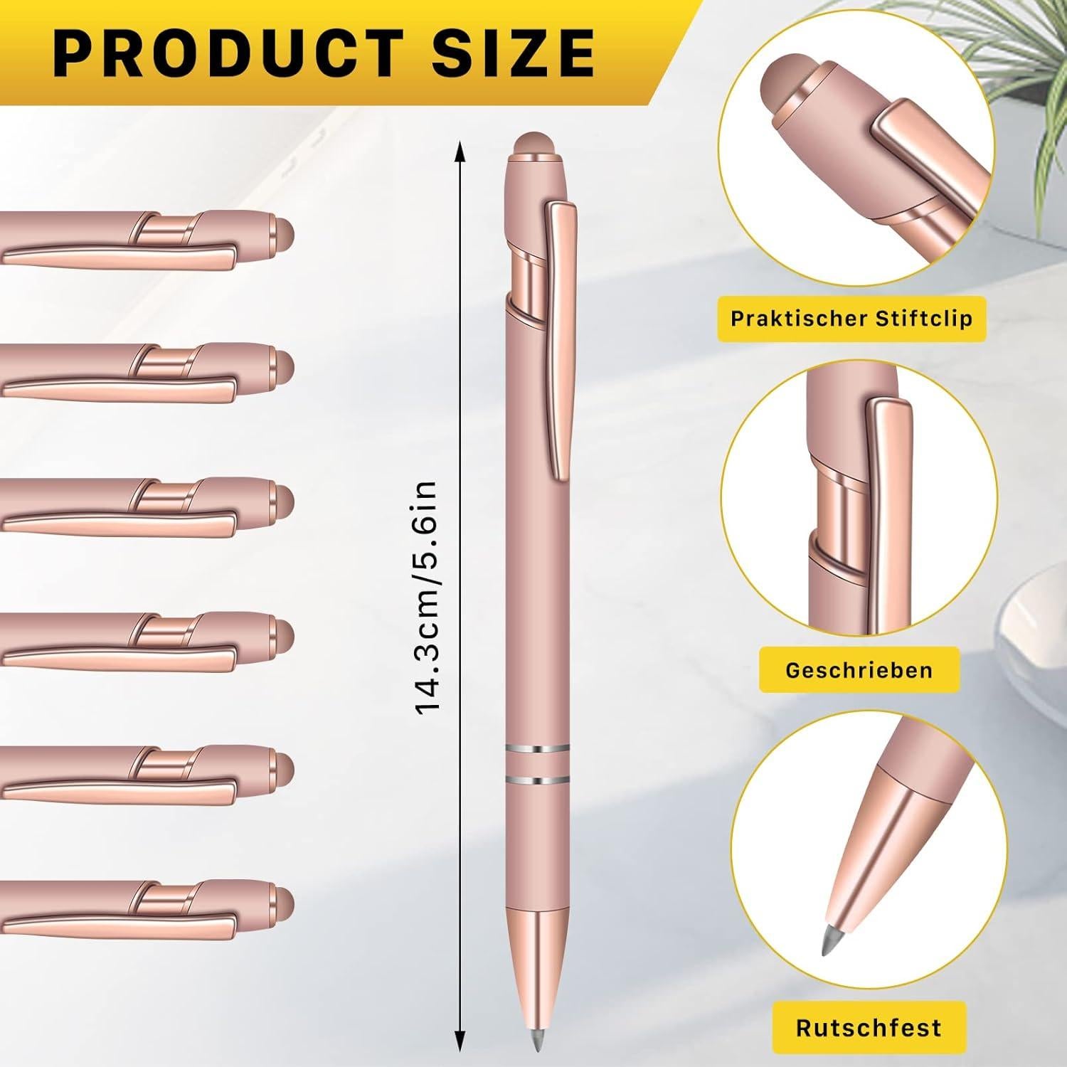 Set de 12 Bolígrafos Estilógrafos de Metal Tivcck Oro Rosa