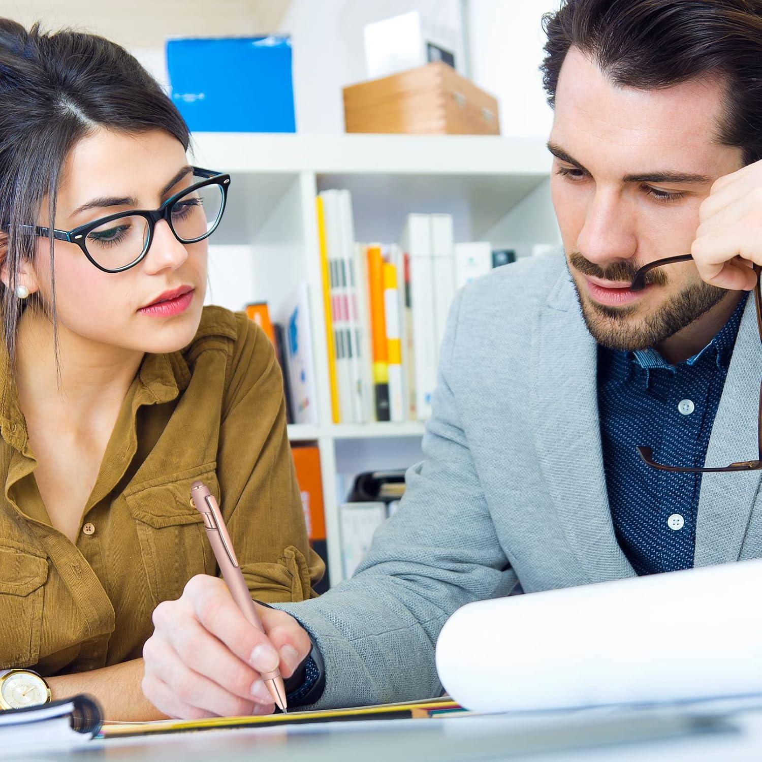 Set de 12 Bolígrafos Estilógrafos de Metal Tivcck Oro Rosa