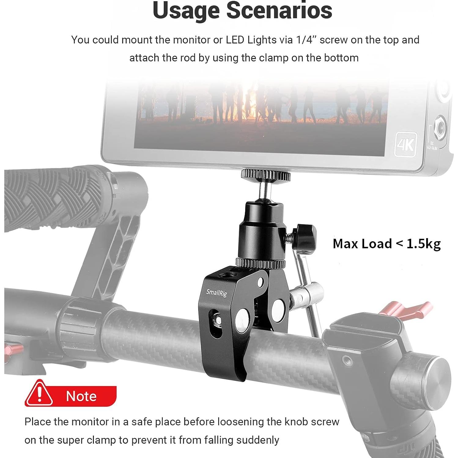 Soporte Super Clamp SmallRig con Cabeza de Bola 360°