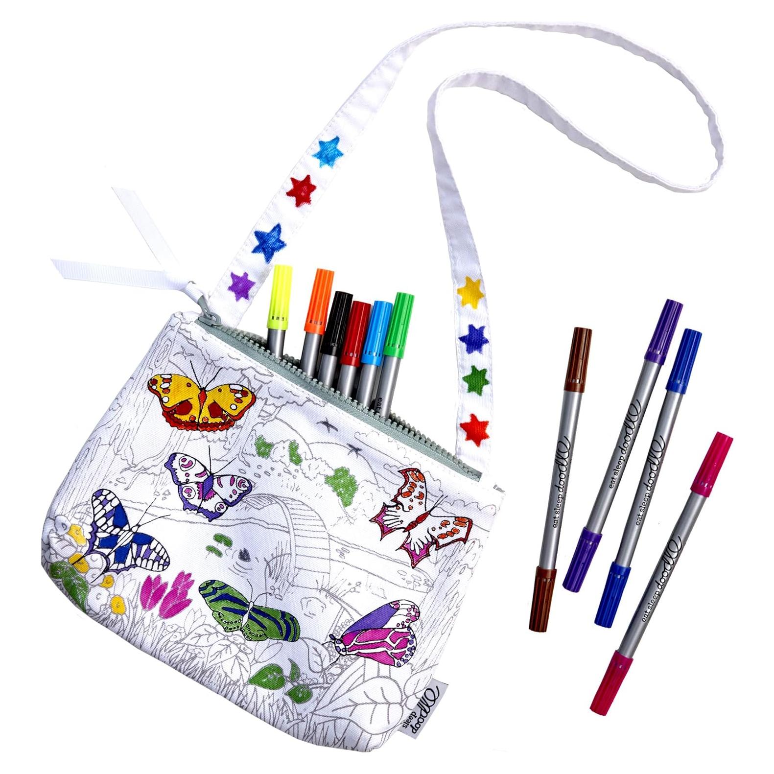 Bolsa Cruzada para Colorear DIY eatsleepdoodle Mariposa con Marcadores