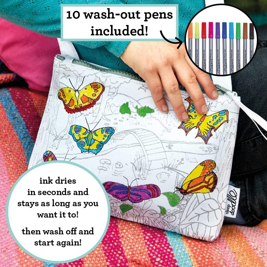 Bolsa Cruzada para Colorear DIY eatsleepdoodle Mariposa con Marcadores