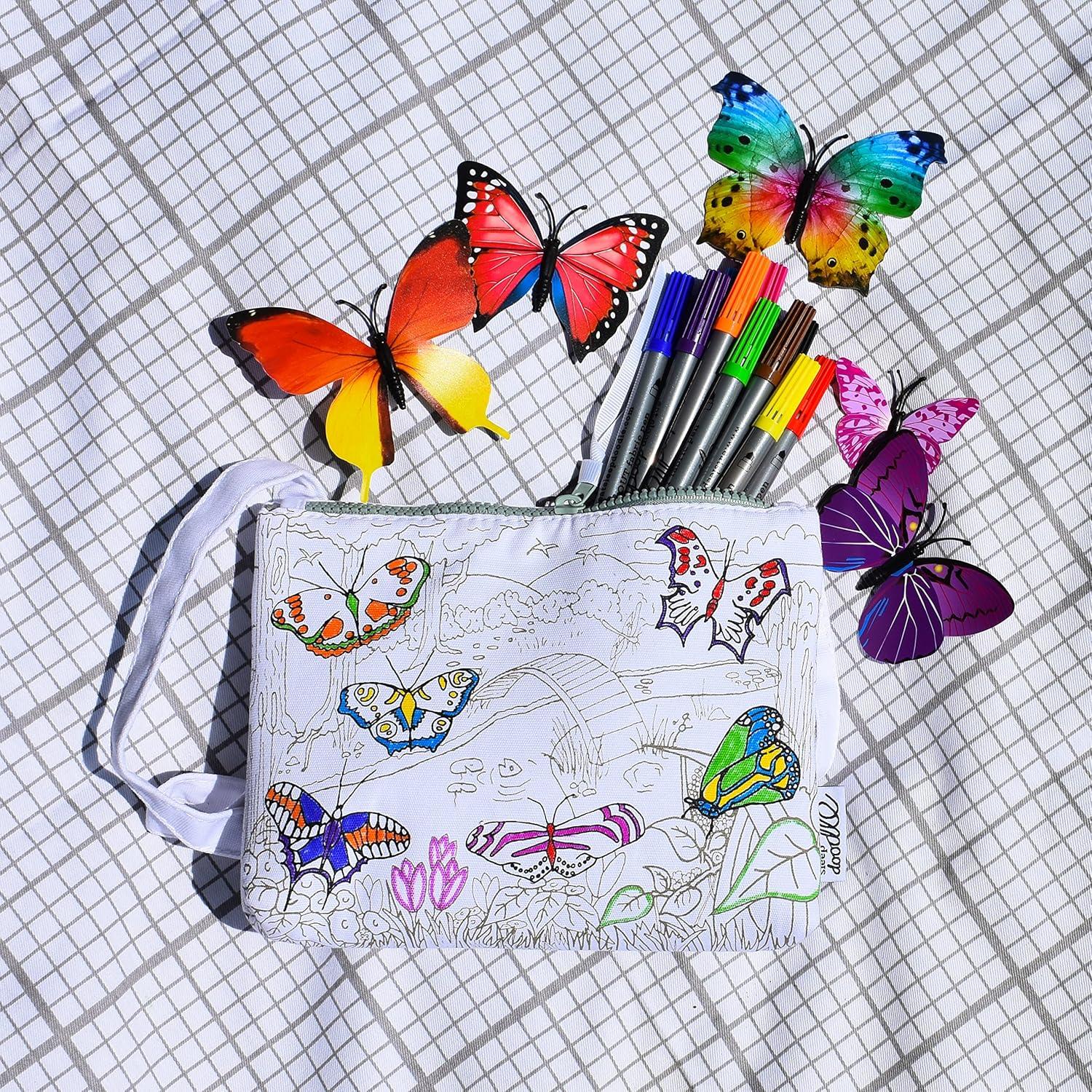 Bolsa Cruzada para Colorear DIY eatsleepdoodle Mariposa con Marcadores