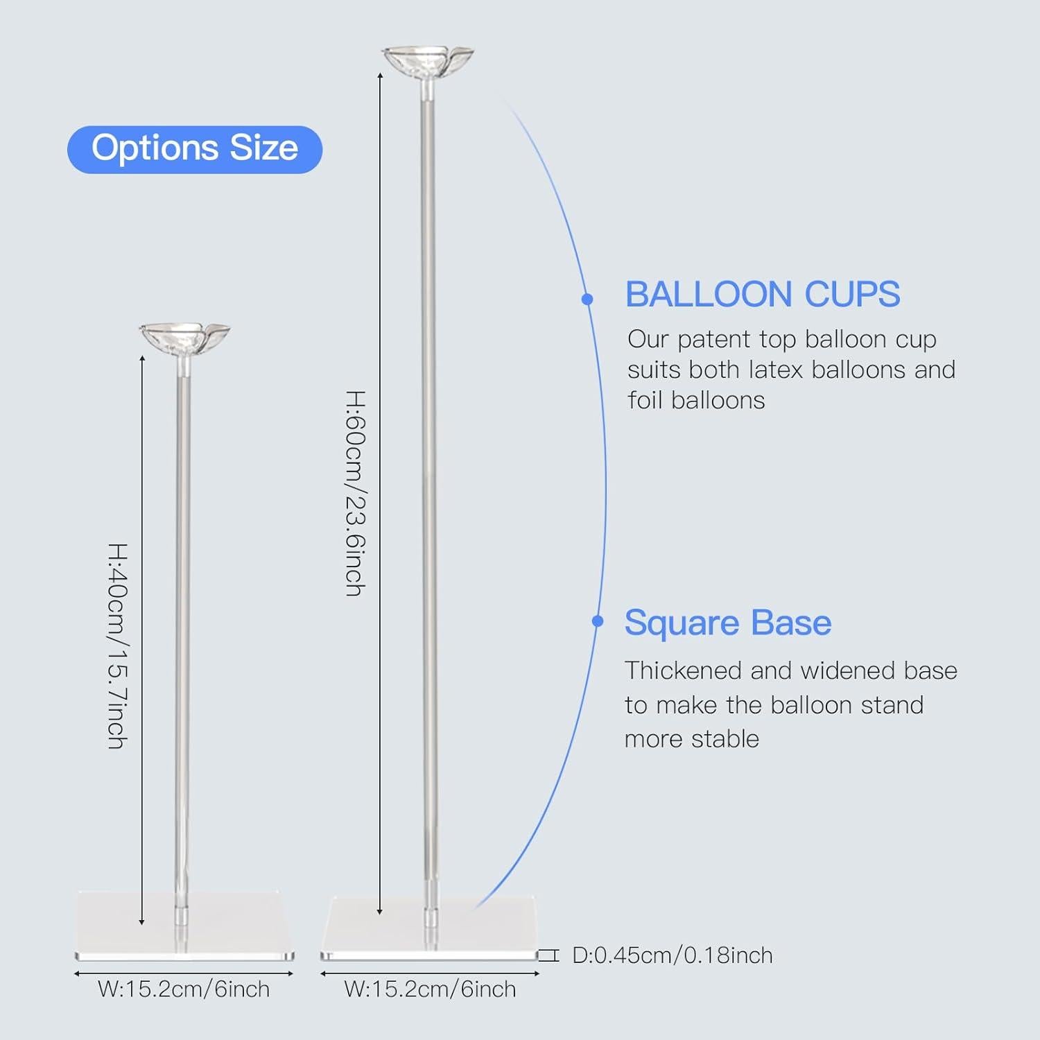Soporte de Globo Acrílico Transparente TEKXYZ 40cm - Juego de 4
