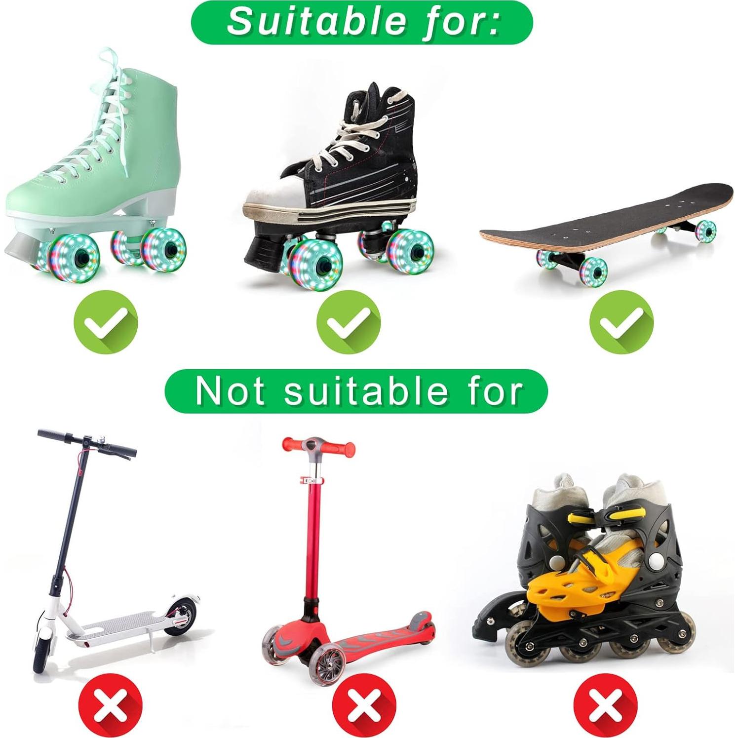 Ruedas LED Nezylaf 58mm 78A para Patines Cuádruples - 8 Pack