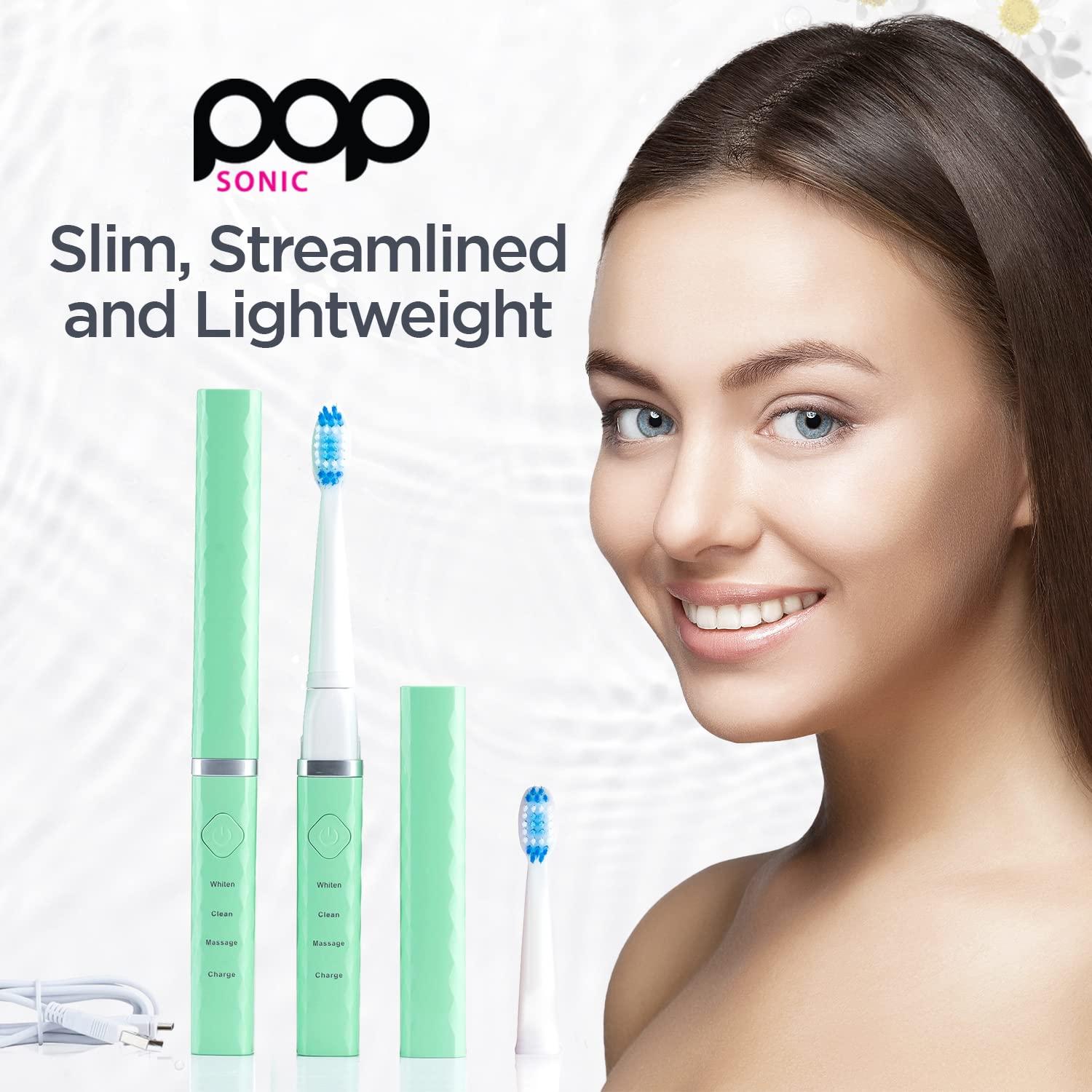 Cepillo de Dientes Sónico Recargable Pop Sonic Verde - 40,000 Movimientos/Minuto