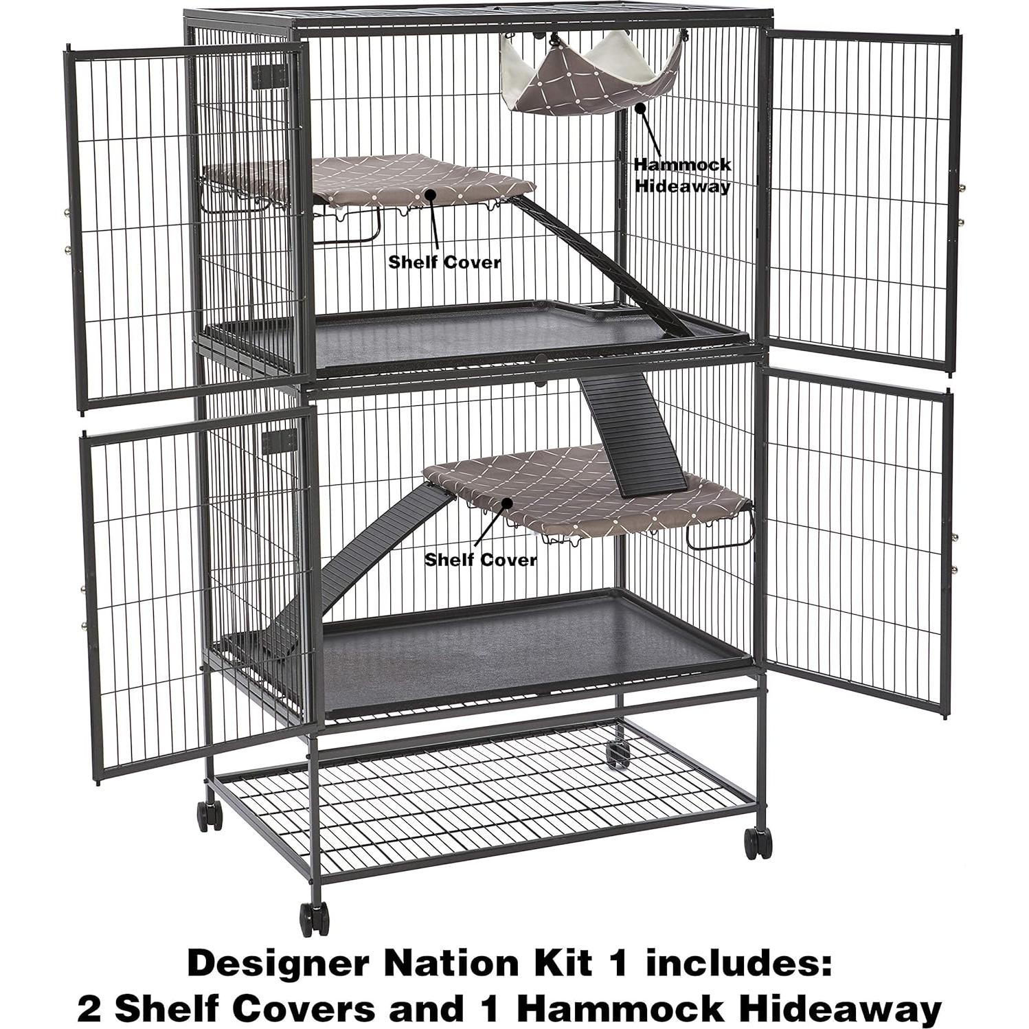 Kit de Accesorios Ferret Nation MidWest Homes - 2 Cubiertas y Hamaca