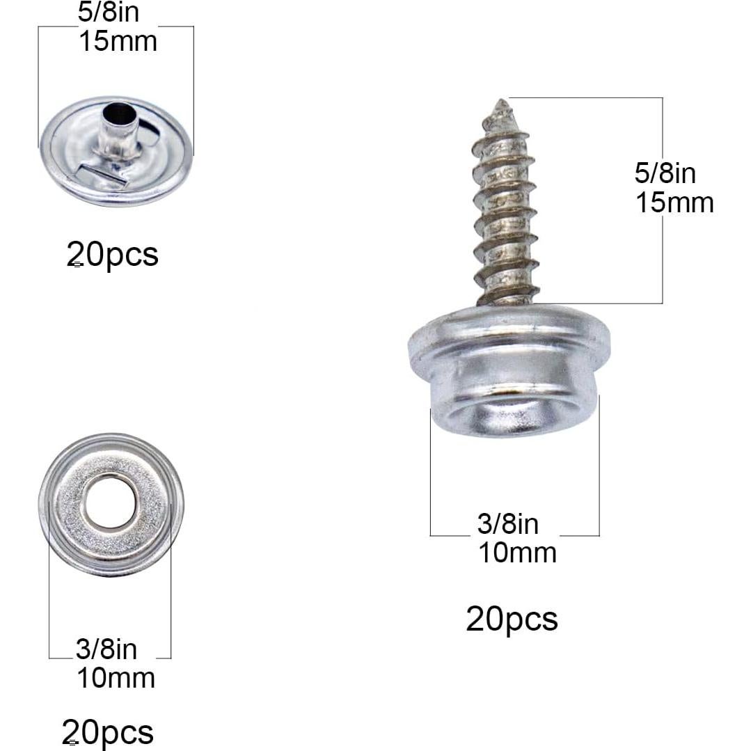 Kit Profesional de Botones de Lienzo Tutuxio 62pcs Acero Inoxidable