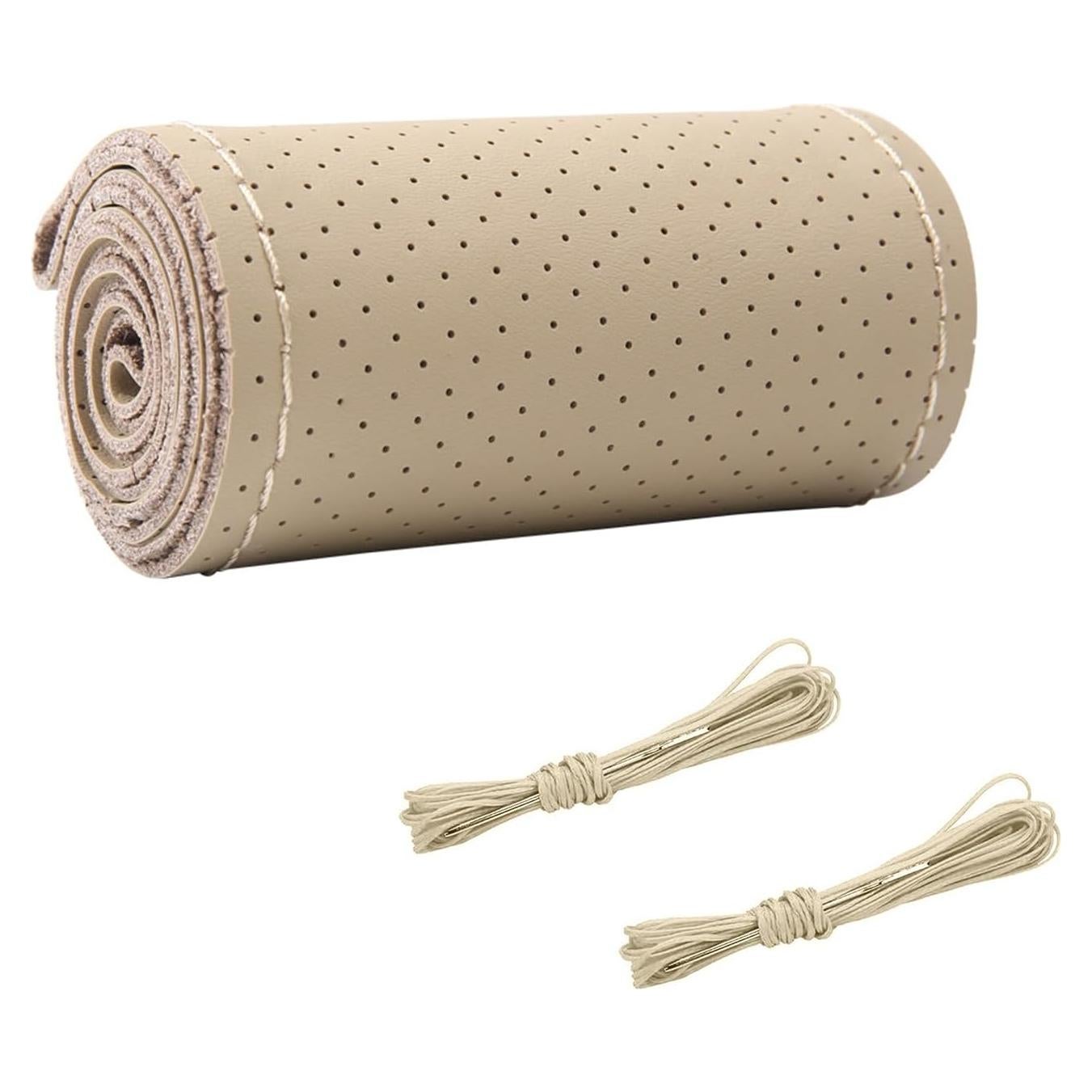 Cubierta de Volante de Cuero Genuino Augeny 38 cm Beige