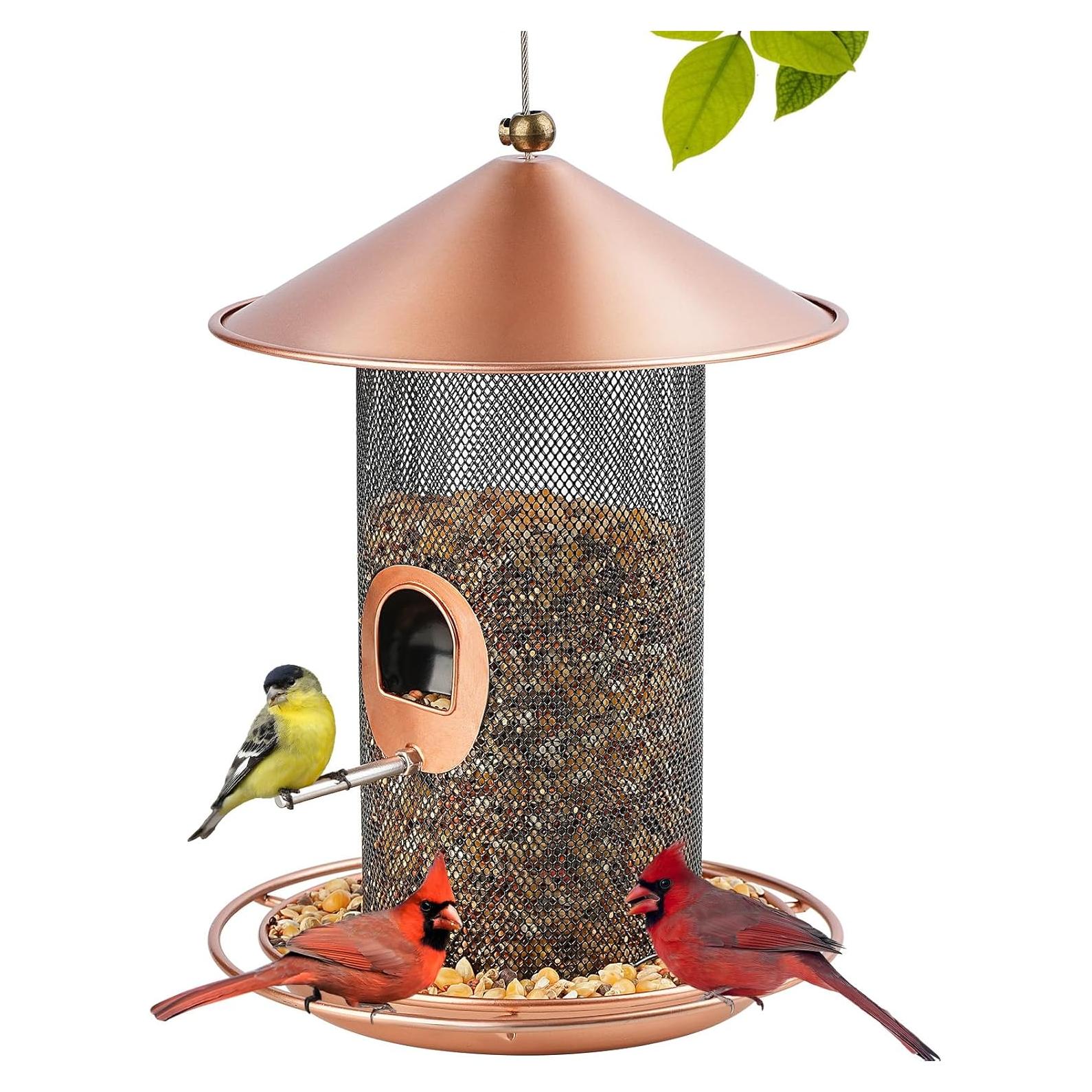 Comedero Colgante para Aves Samhe de Metal 1.36 kg Bronce