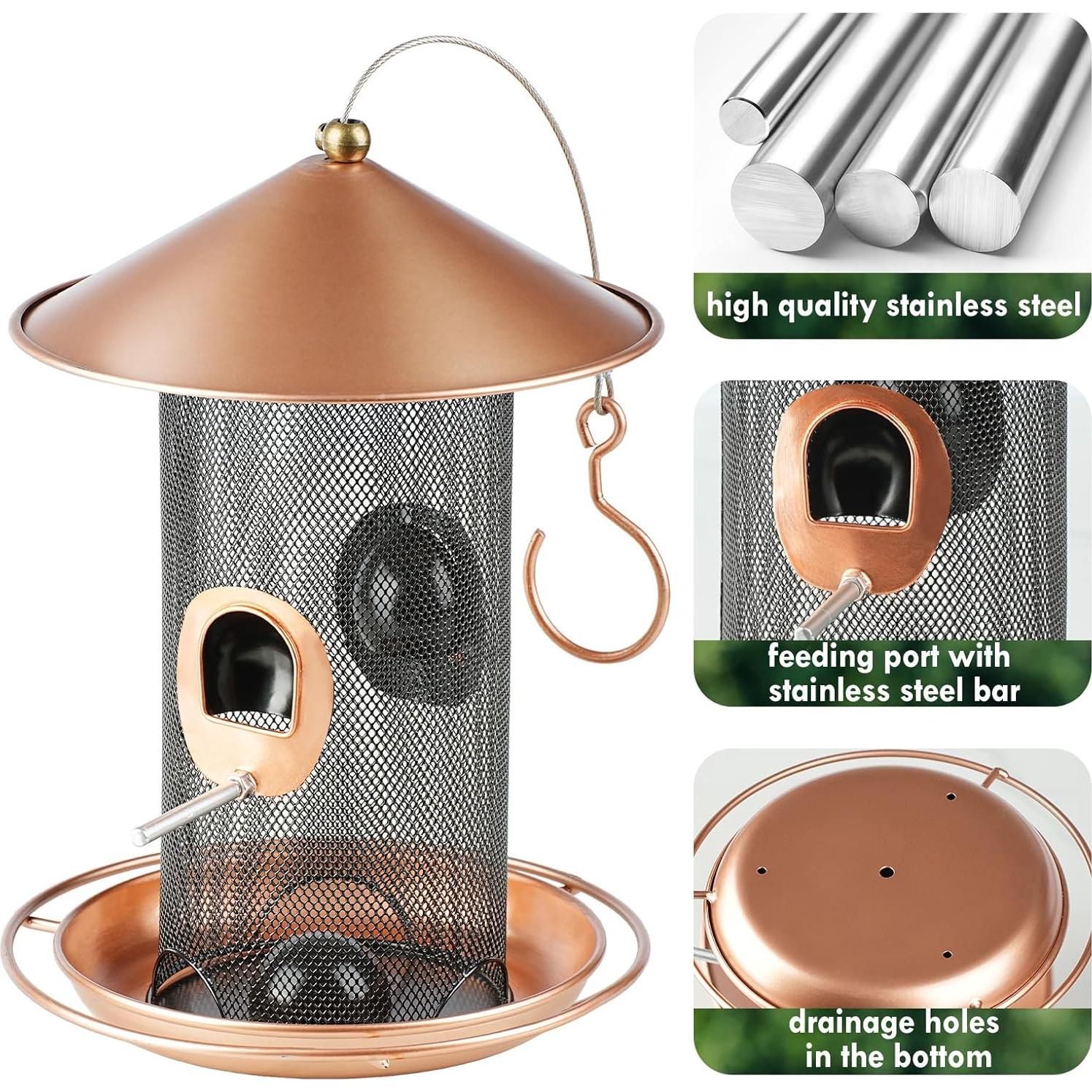 Comedero Colgante para Aves Samhe de Metal 1.36 kg Bronce