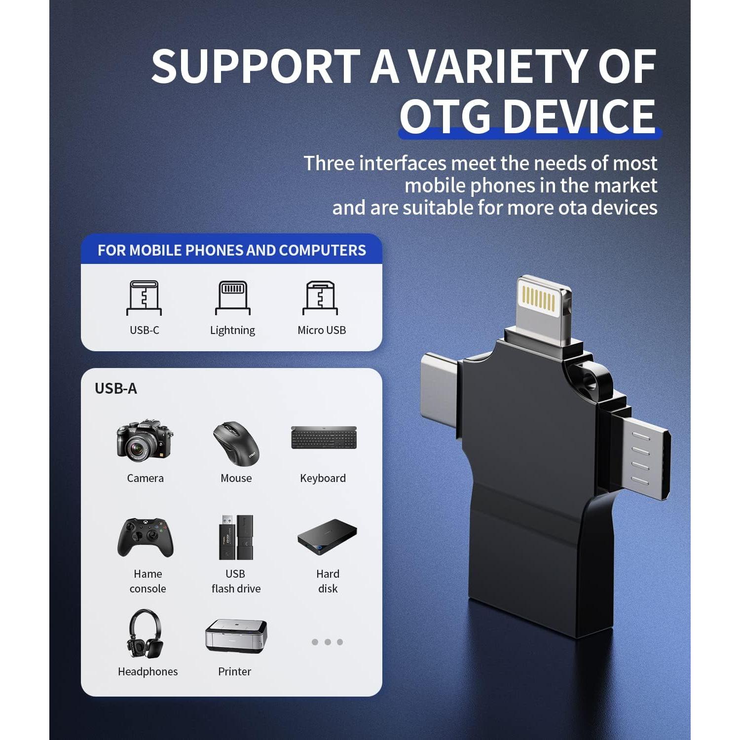 Adaptador USB C OTG 3 en 1 Kefiany para iPad y Android