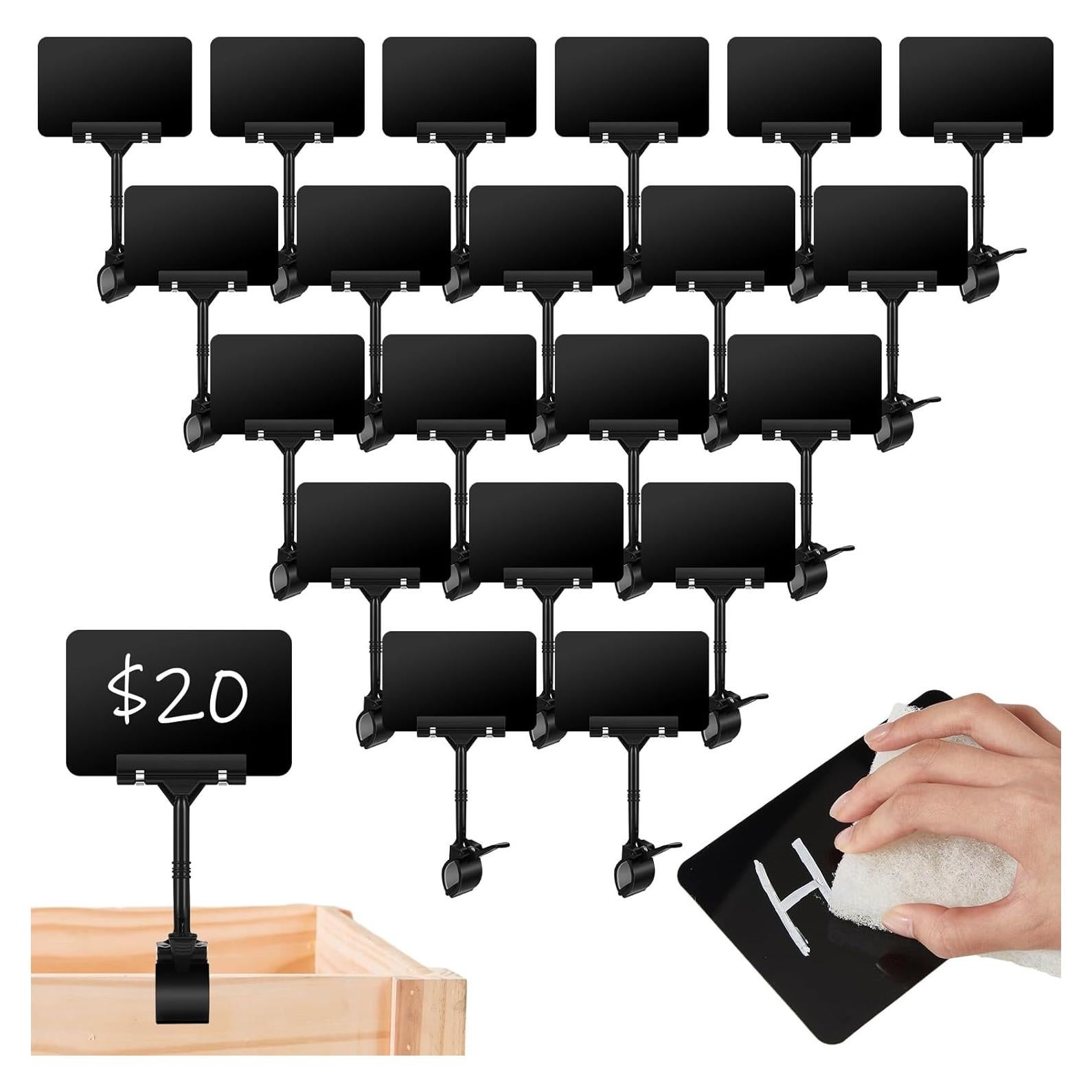 20 Soportes de Clip para Carteles de Precio Borrables DoubleFill
