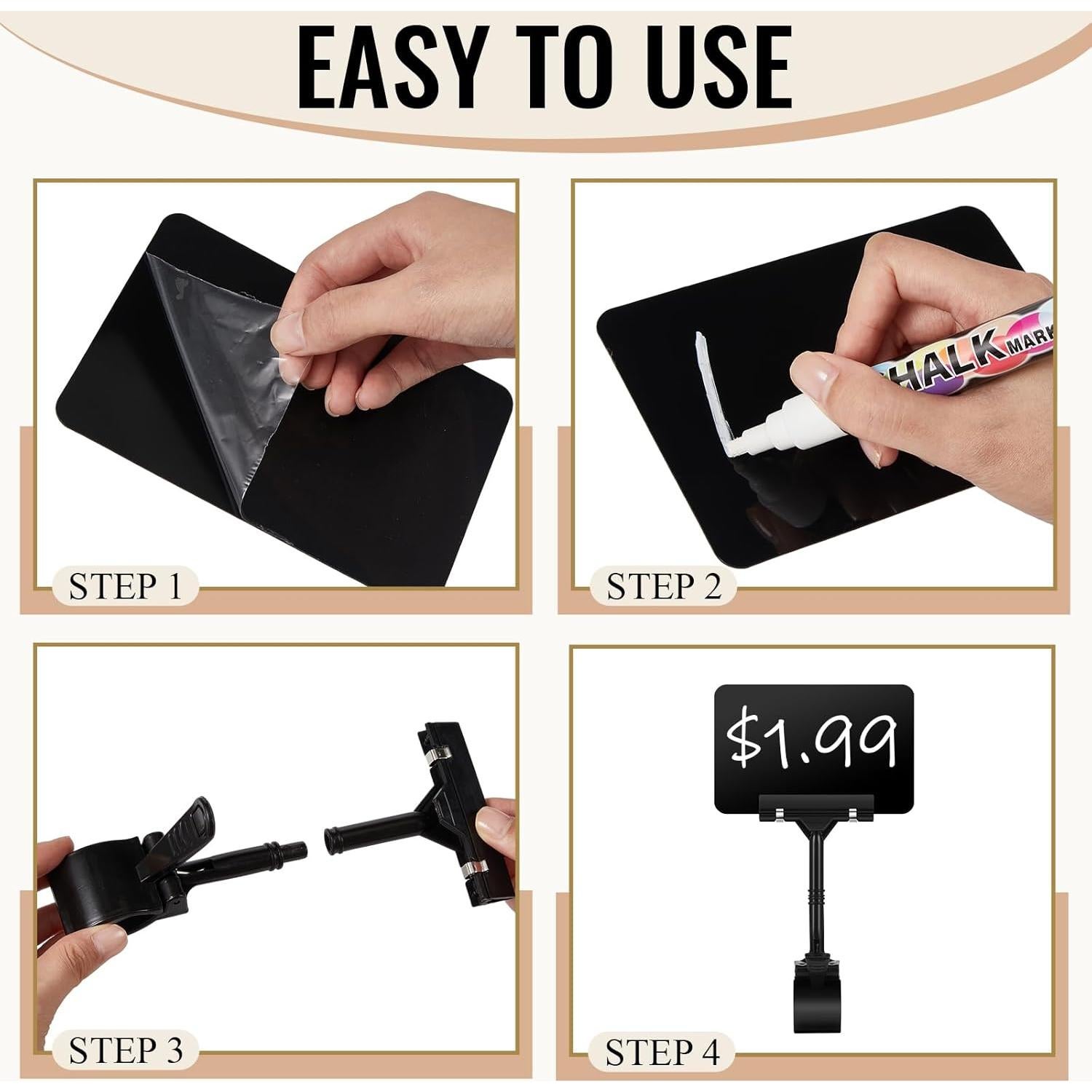 20 Soportes de Clip para Carteles de Precio Borrables DoubleFill