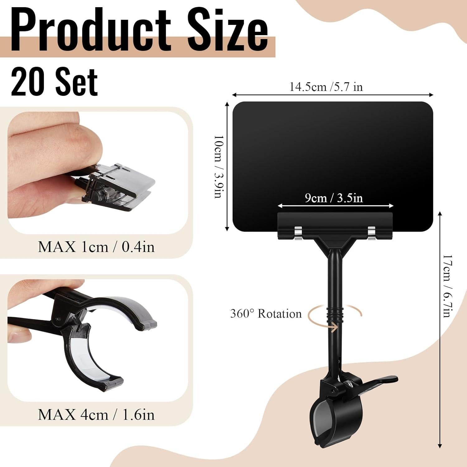 20 Soportes de Clip para Carteles de Precio Borrables DoubleFill