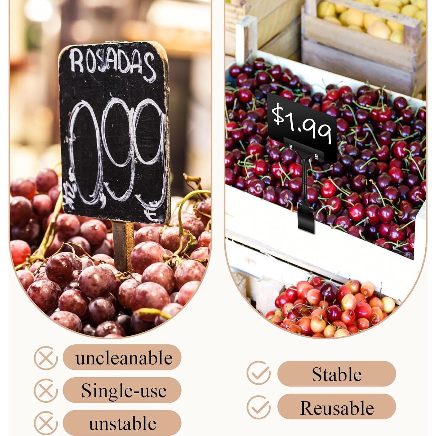 20 Soportes de Clip para Carteles de Precio Borrables DoubleFill