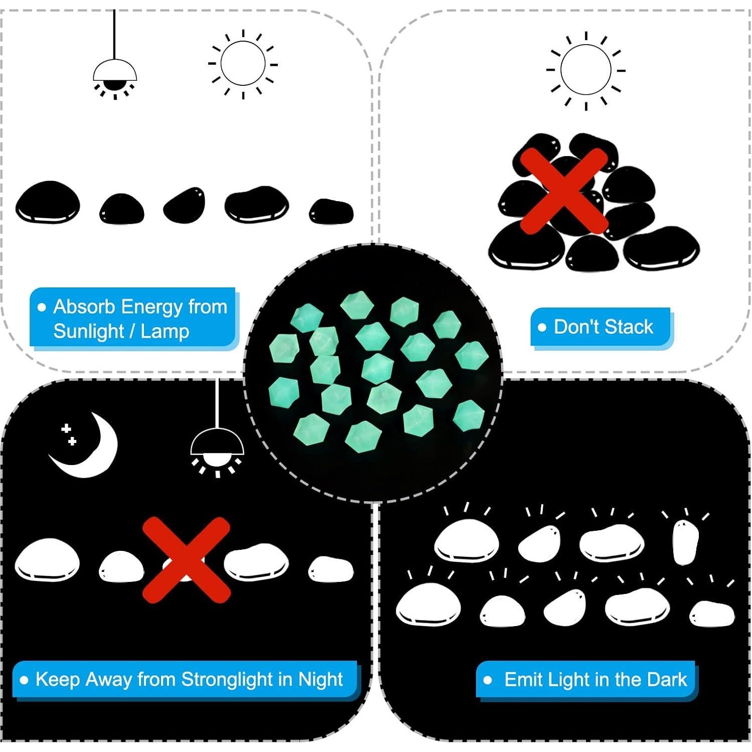 Rocas Brillantes MECCANIXITY 100pcs Azul 10-15cm Decorativas