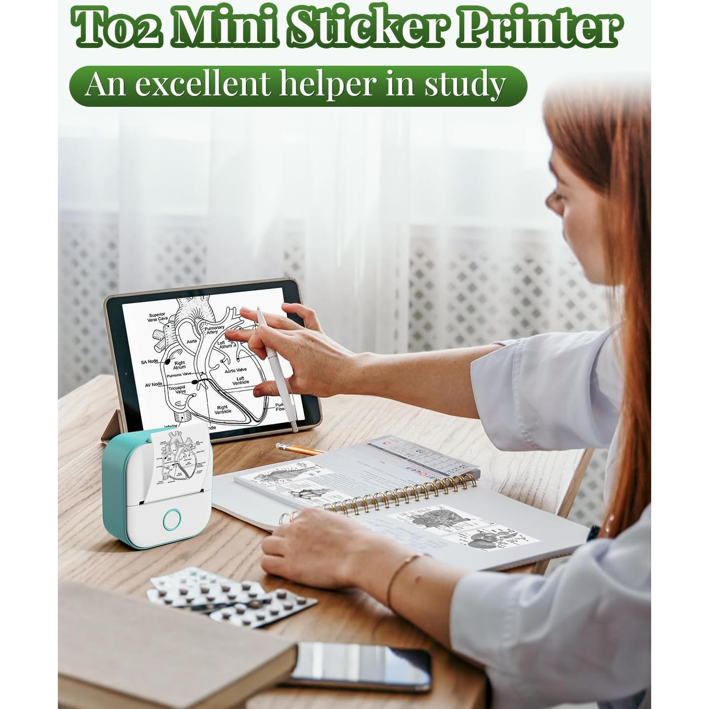 Impresora Mini Memoqueen T02, Termica para Stickers Verde