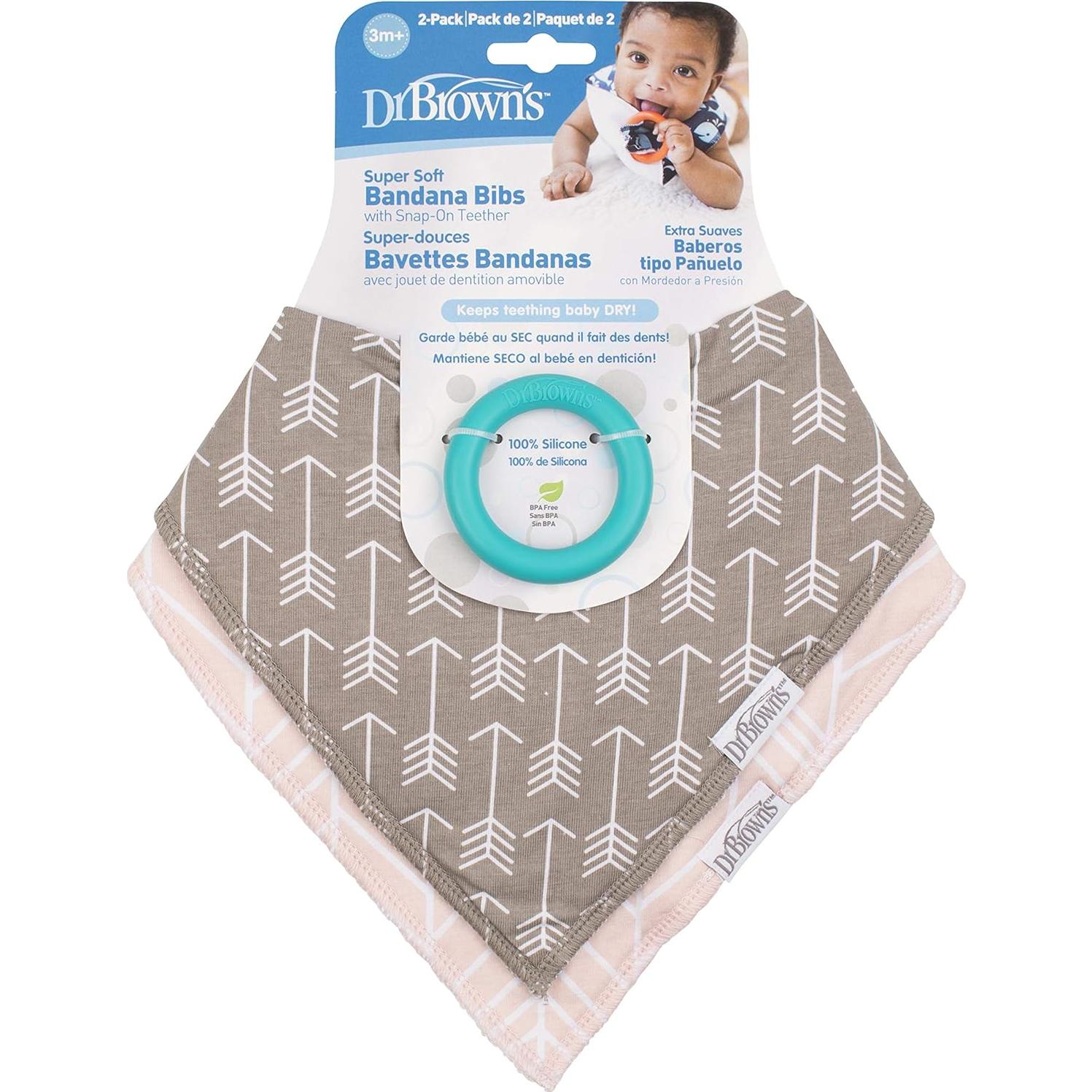 Babero Bandana Dr. Brown's Suave y Absorbente con Mordedor