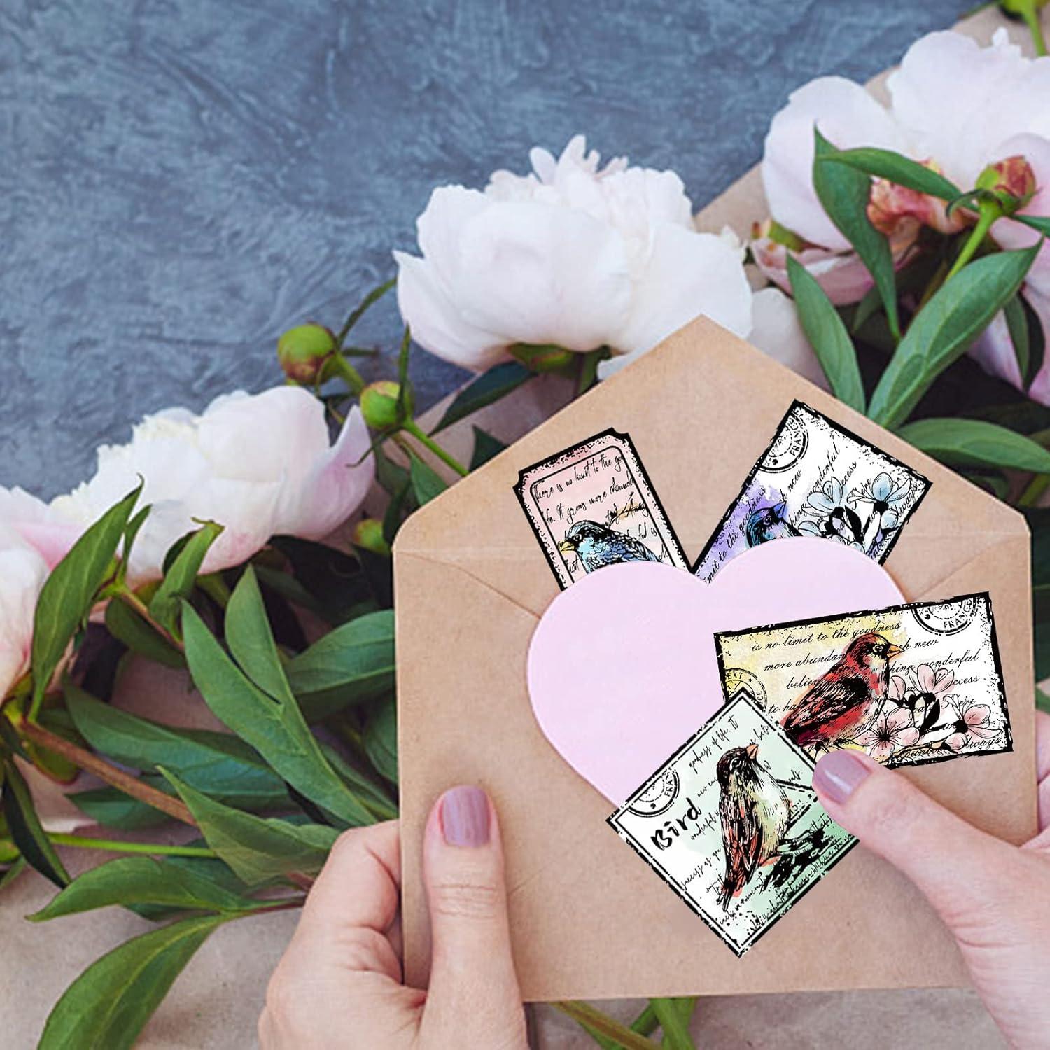 Sello Transparente Vintage GLOBLELAND Flores y Pájaro 11x16 cm