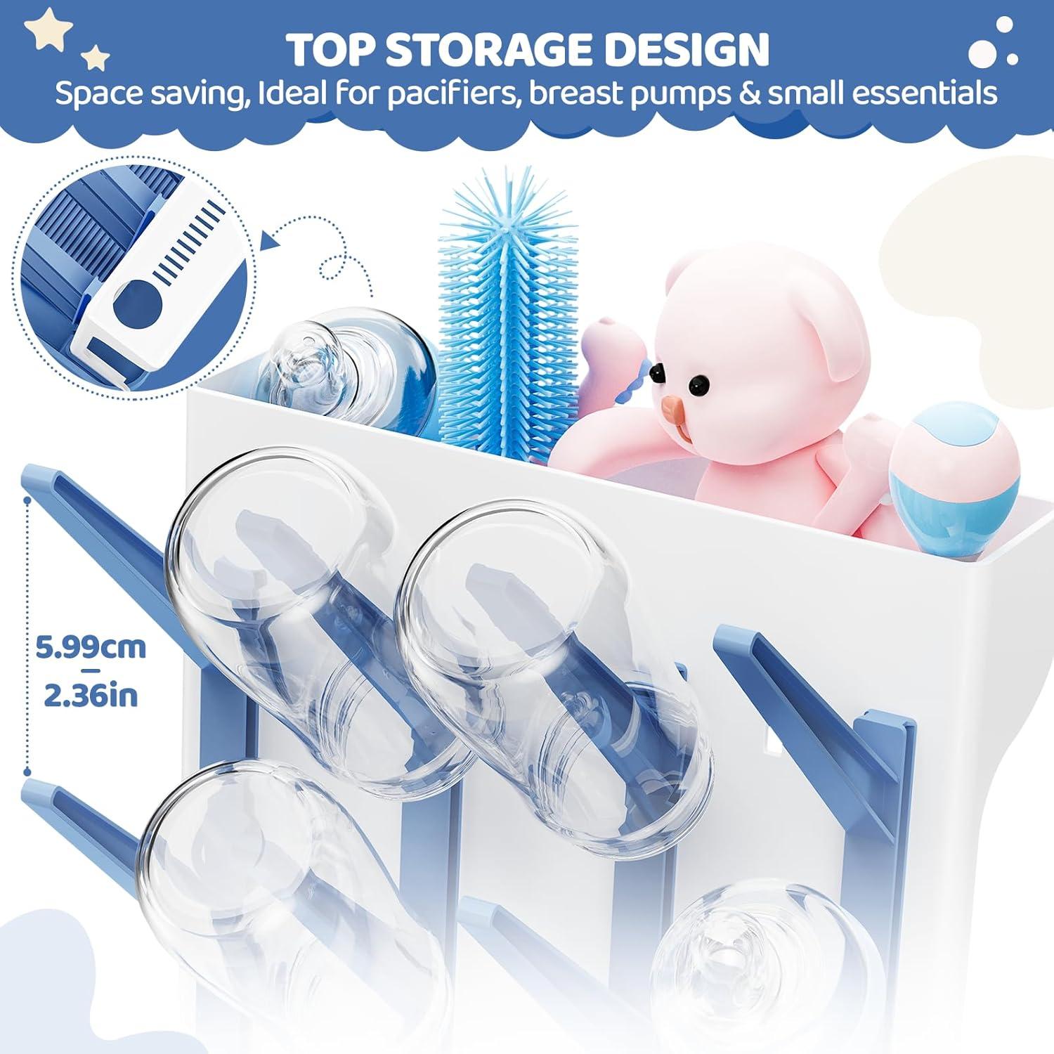 Secador de Botellas para Bebés Dayacoco Azul - Organizador de Encimera