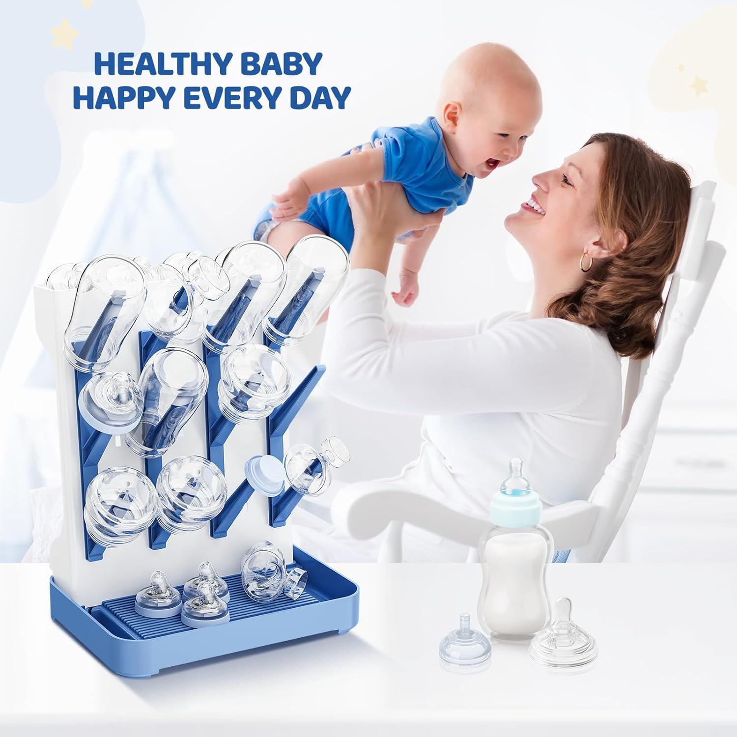 Secador de Botellas para Bebés Dayacoco Azul - Organizador de Encimera