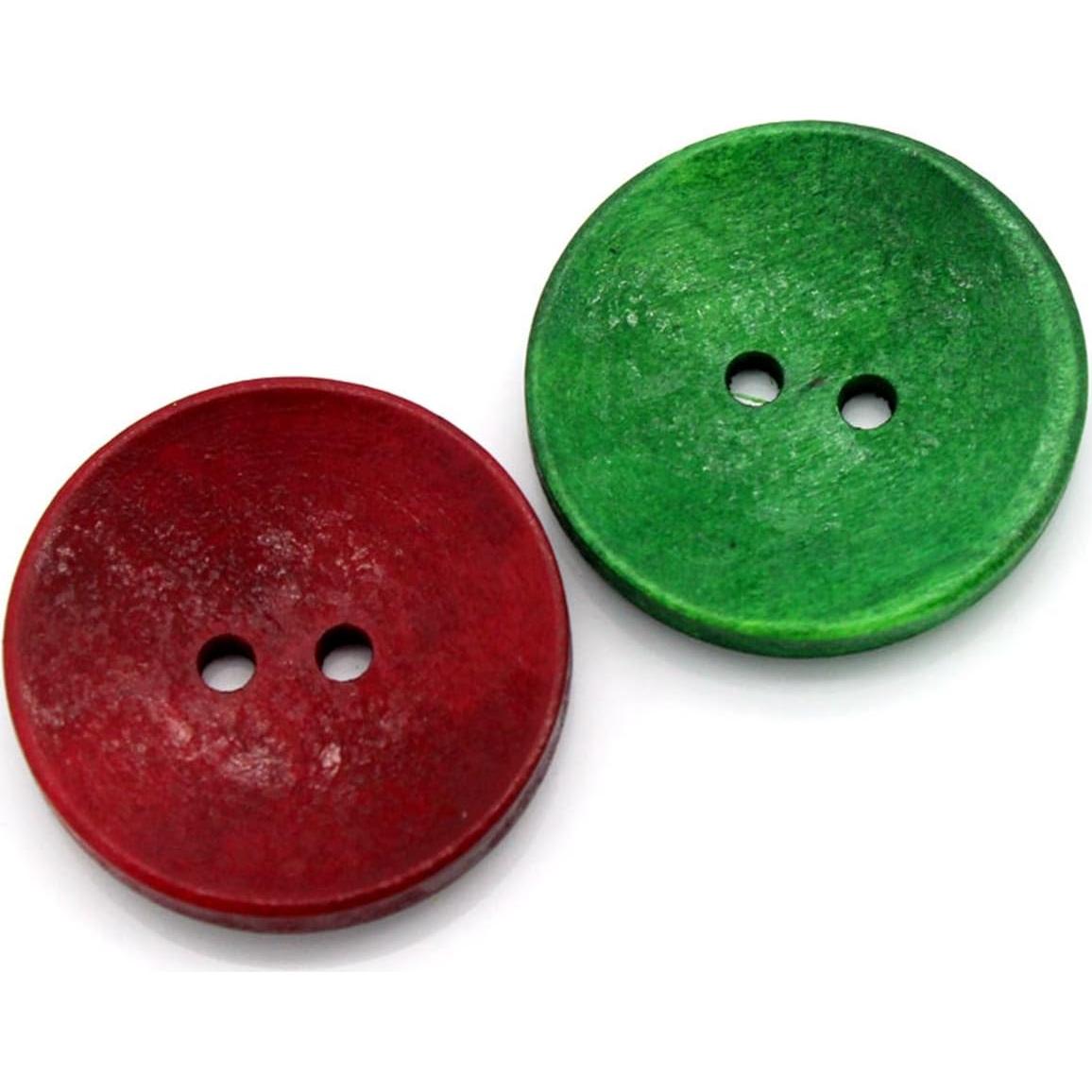 Botones de Madera HOUSWEETY 50pcs Redondos 3cm Mezclados