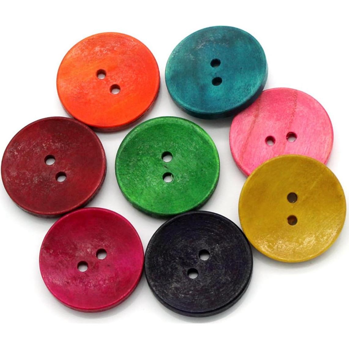 Botones de Madera HOUSWEETY 50pcs Redondos 3cm Mezclados
