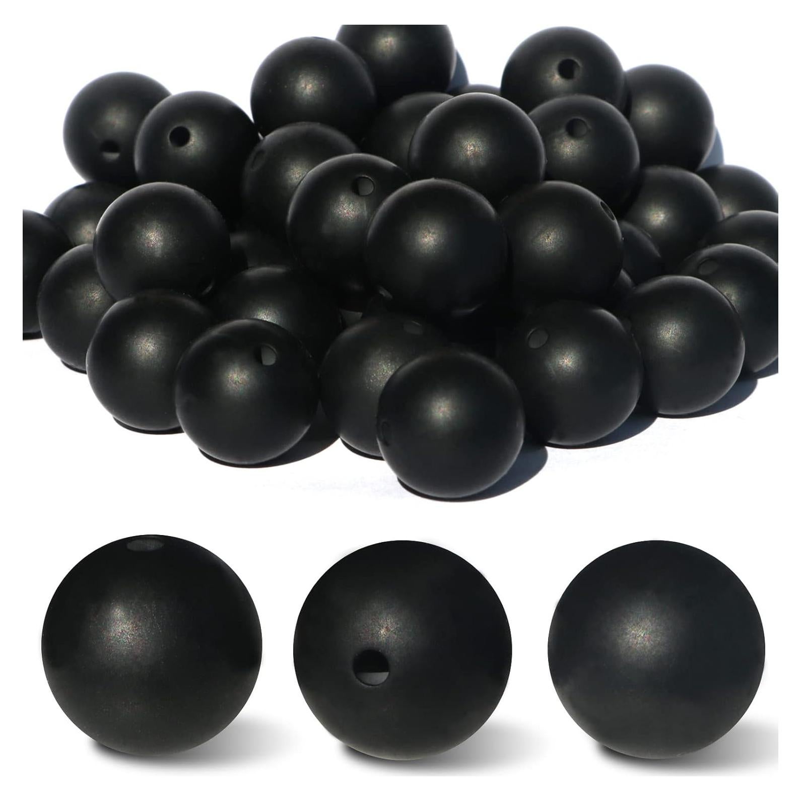 120 Perlas de Silicona Negras 12mm para Manualidades Dabaiitechann