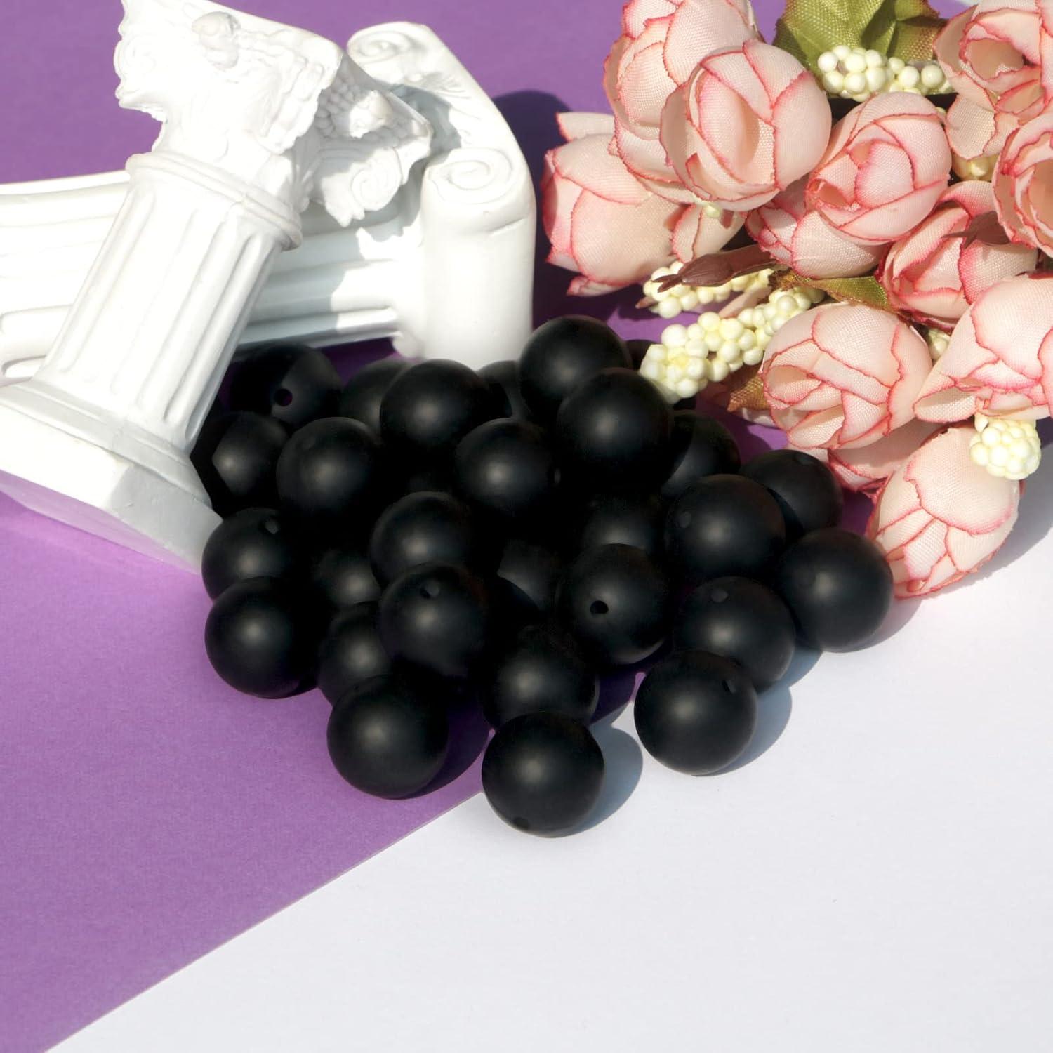 120 Perlas de Silicona Negras 12mm para Manualidades Dabaiitechann