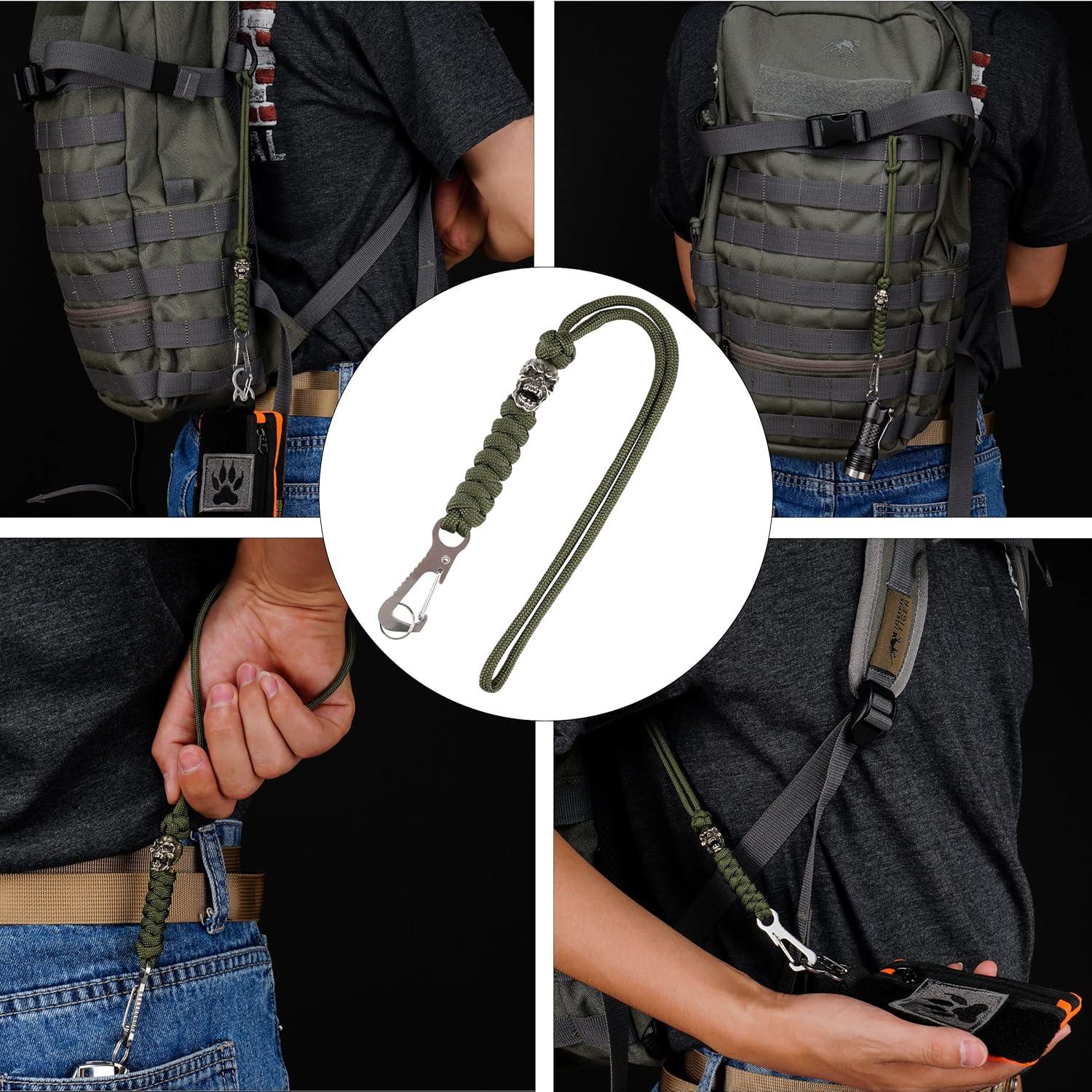 Llave de Paracord HorixGear con cuentas de calavera B-verde