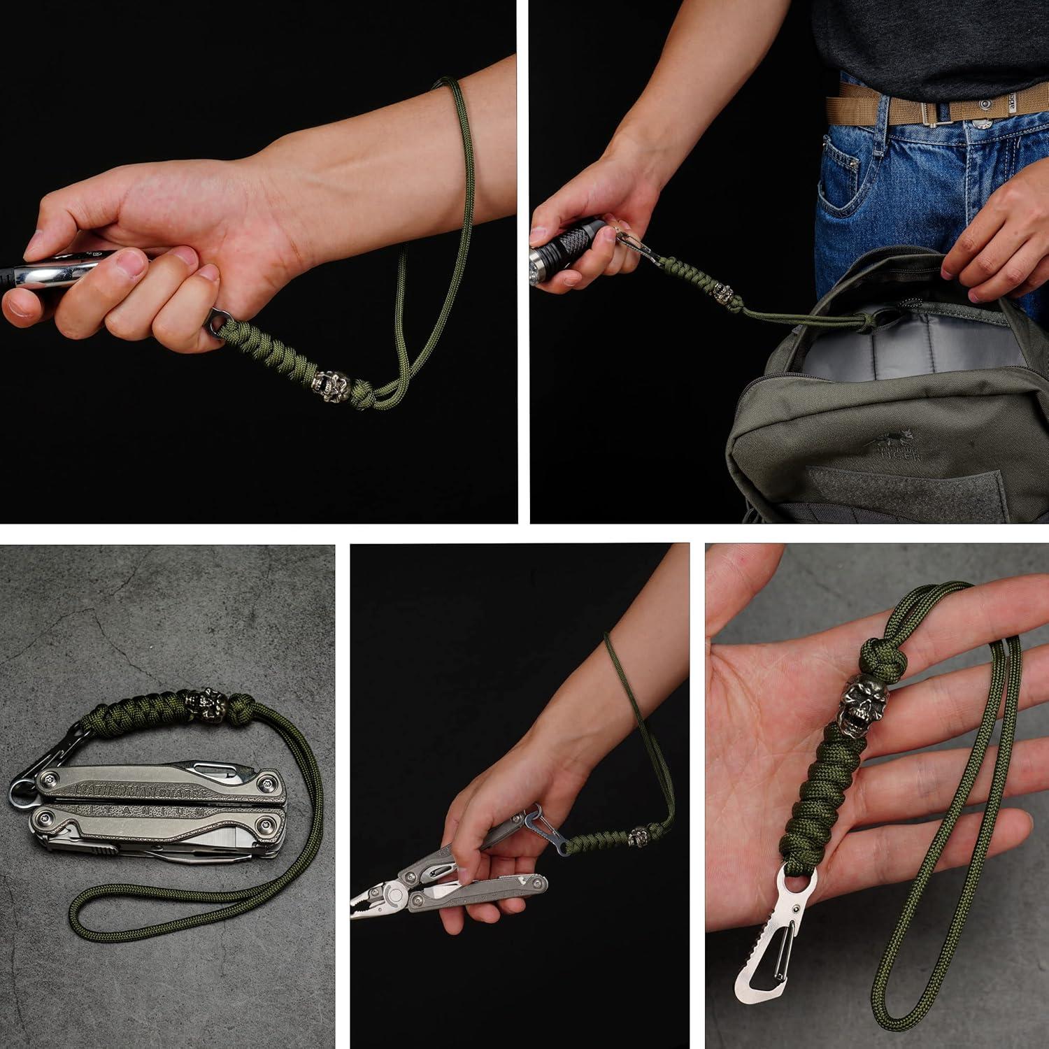 Llave de Paracord HorixGear con cuentas de calavera B-verde