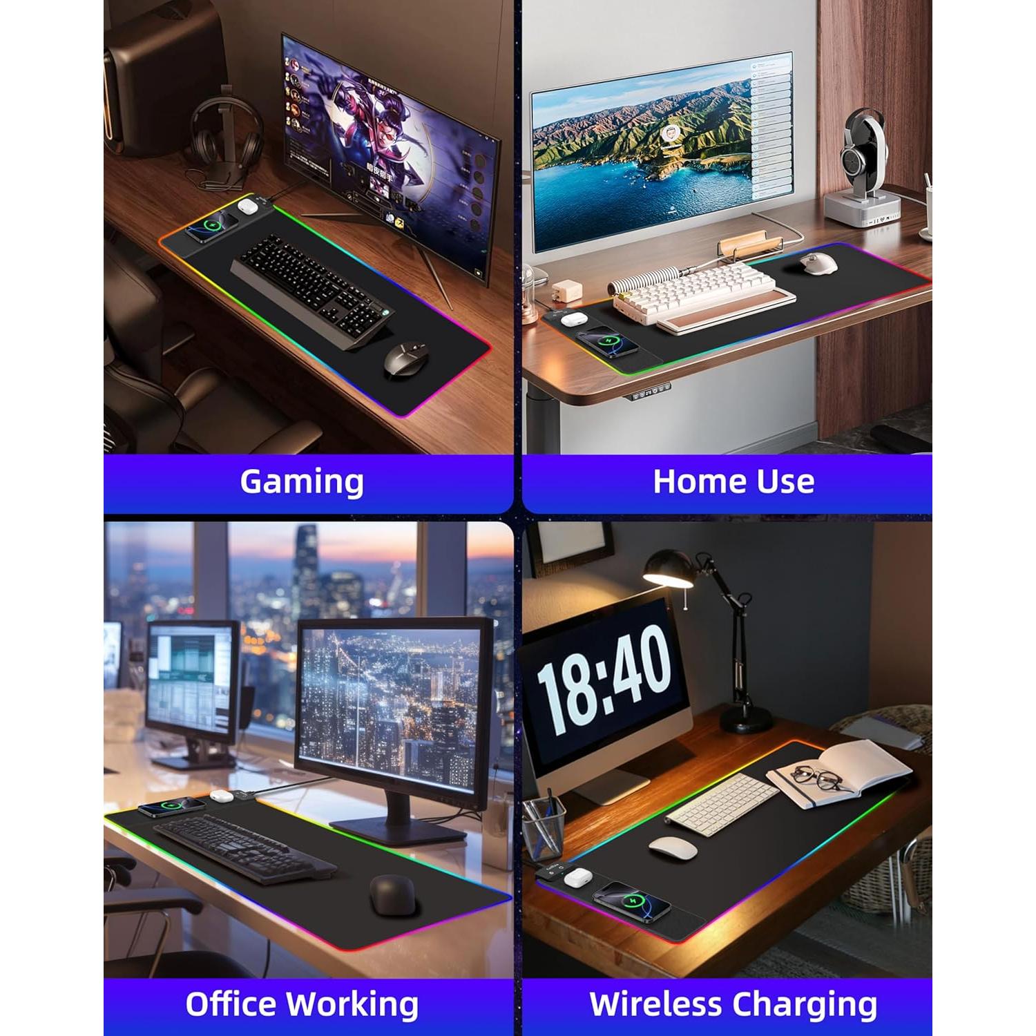 Alfombrilla de Carga Inalámbrica ExtreLife 80x40cm RGB