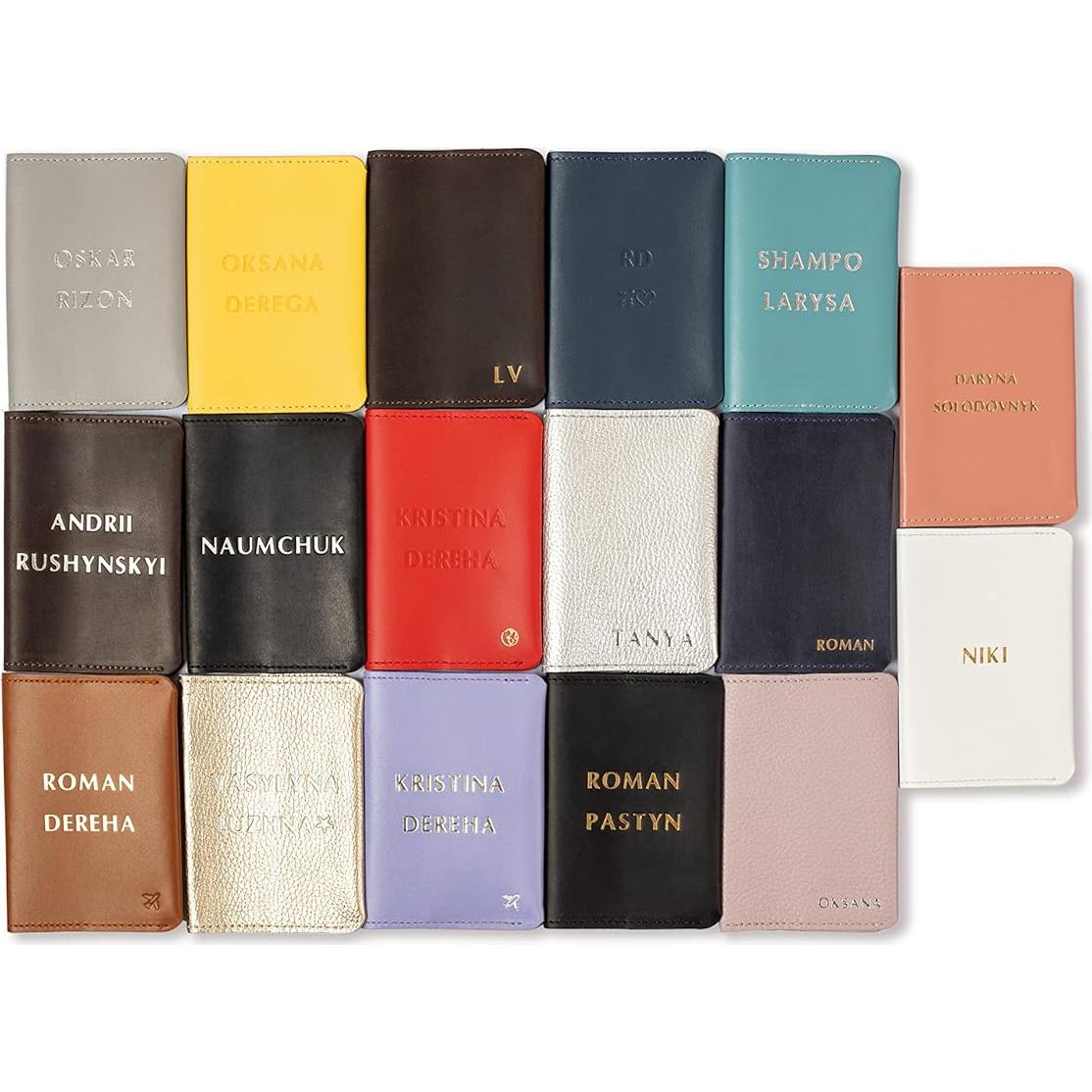 Funda de Pasaporte de Cuero Caramelo Personalizada - Unisex