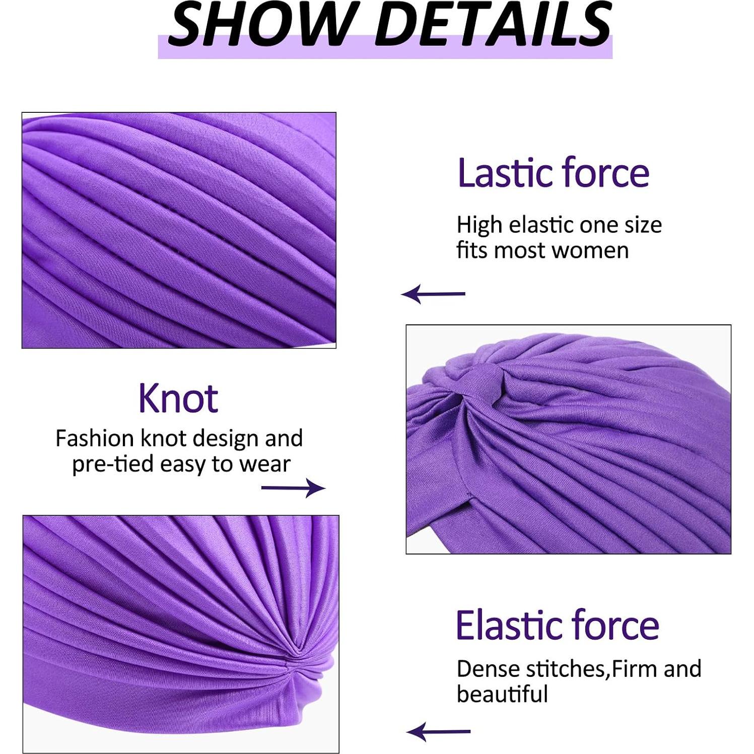 10 Turbantes Elásticos de Poliester Syhood para Mujeres