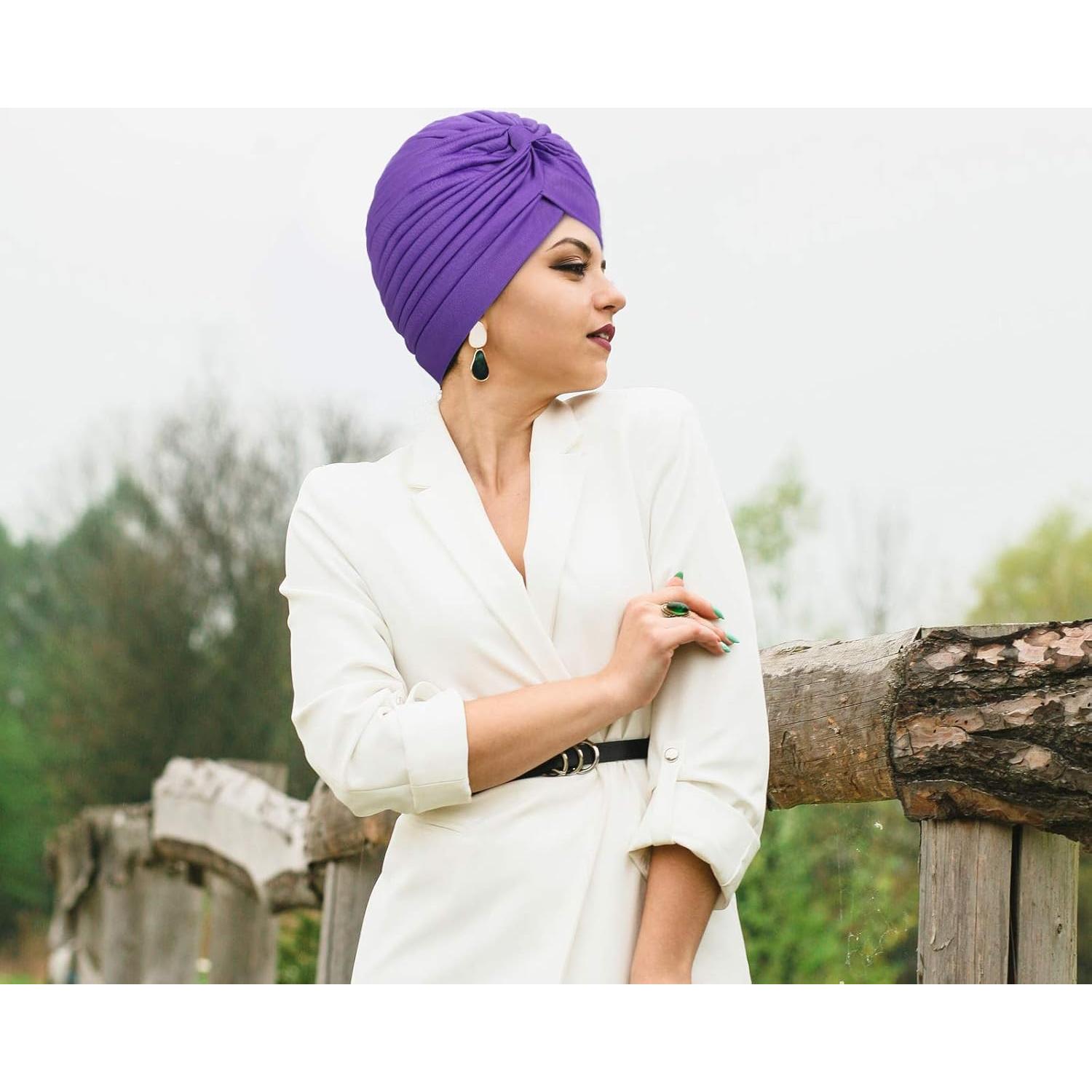 10 Turbantes Elásticos de Poliester Syhood para Mujeres