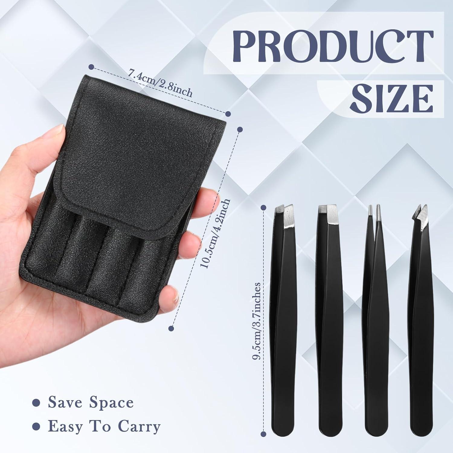 Set de Pinzas para Cejas Lasnten 12 Piezas Acero Inoxidable Negro