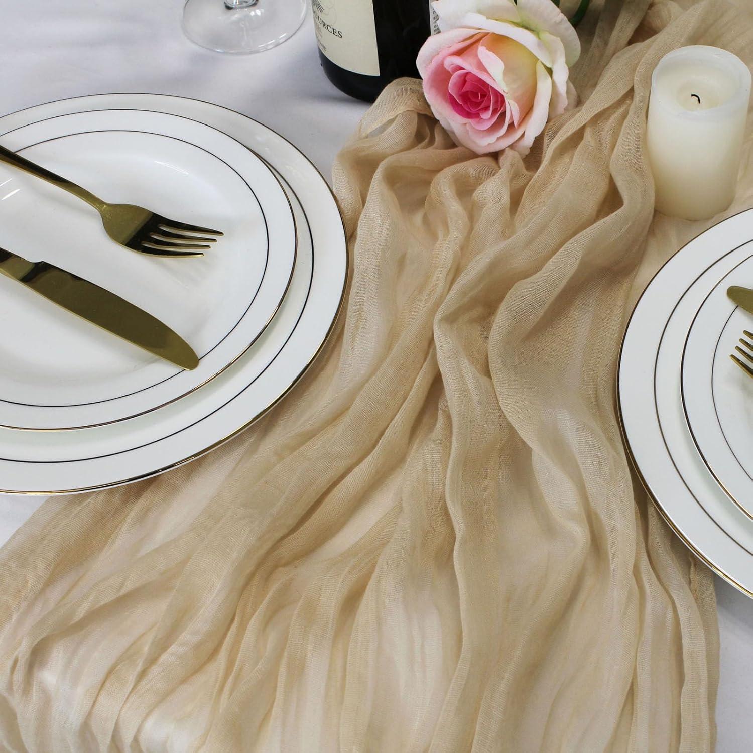 Caminito de Mesa Beige LuxeLouise 304.8x88.9 cm Cheesecloth